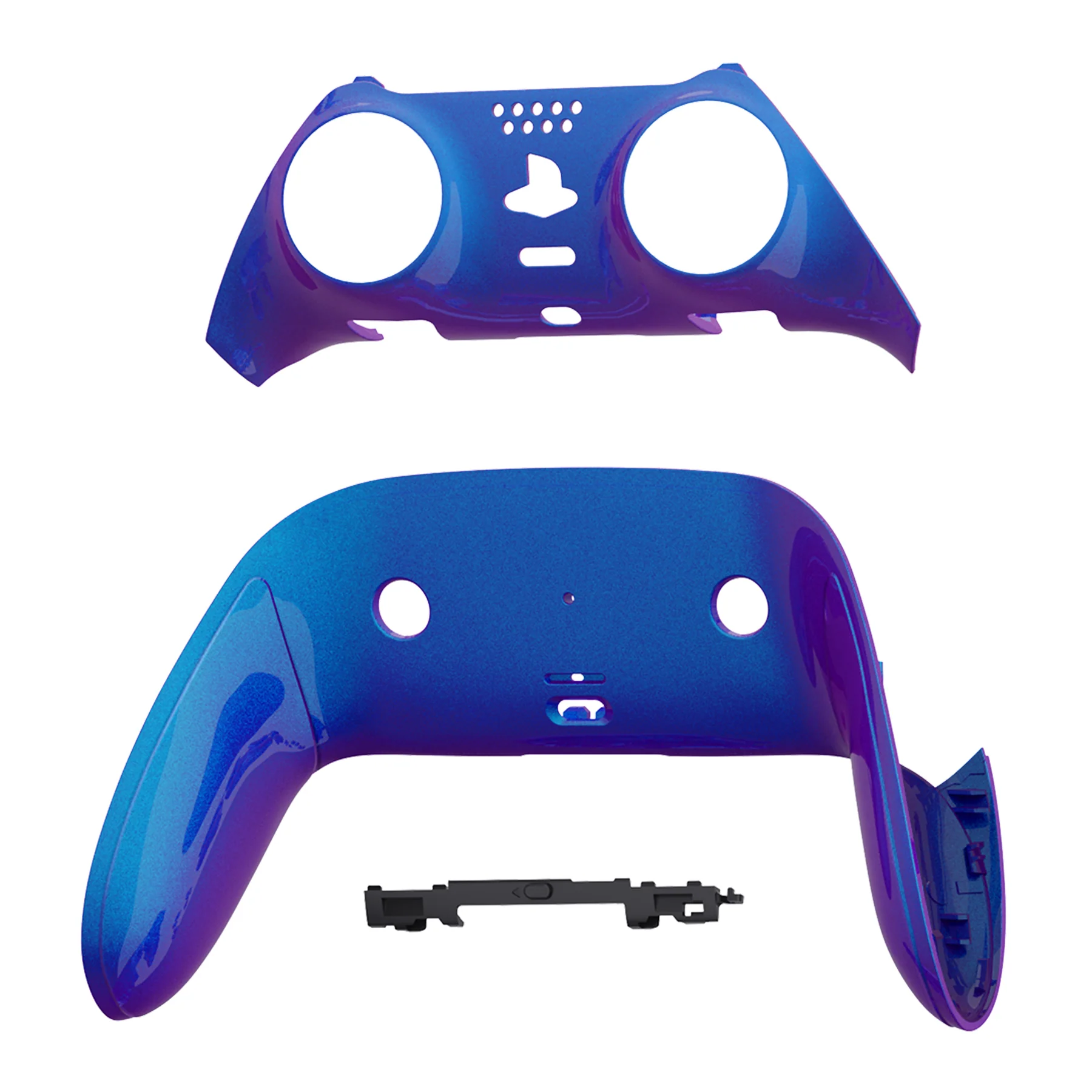 eXtremeRate Replacement Top Bottom Decorative Trim Shell Compatible with PS5 Edge Controller - Chameleon Purple Blue - Image 8