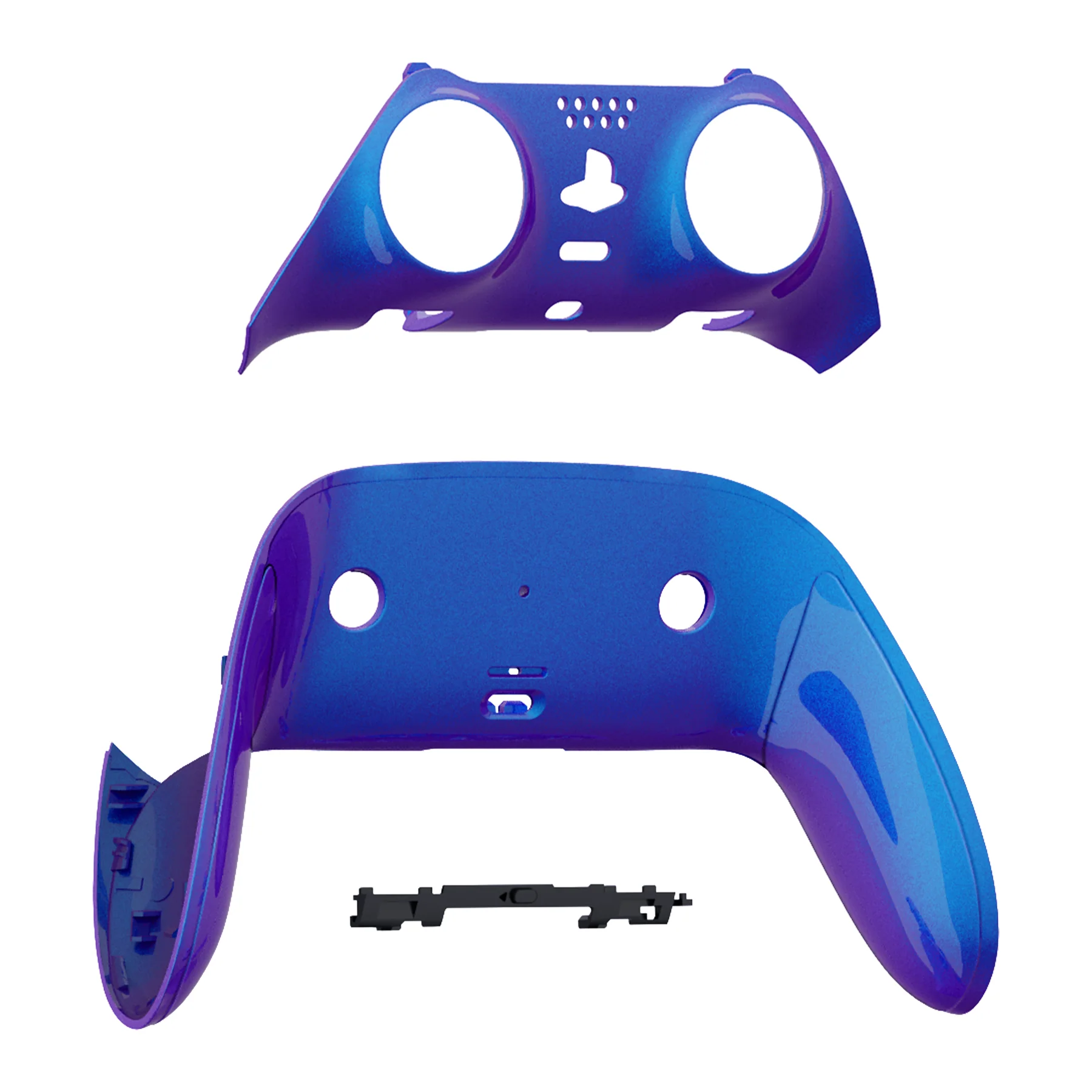 eXtremeRate Replacement Top Bottom Decorative Trim Shell Compatible with PS5 Edge Controller - Chameleon Purple Blue - Image 9