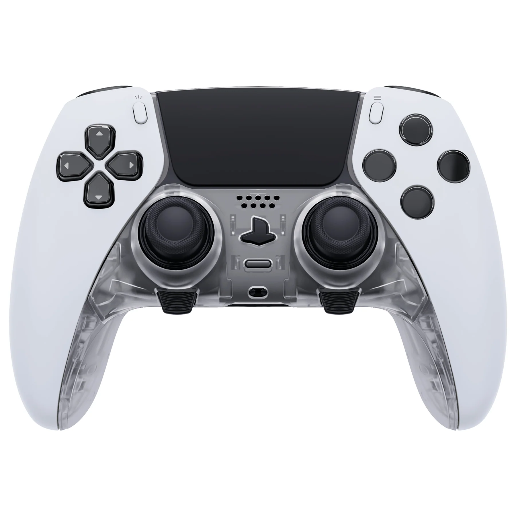 eXtremeRate Replacement Top Bottom Decorative Trim Shell Compatible with PS5 Edge Controller - Clear - Image 2