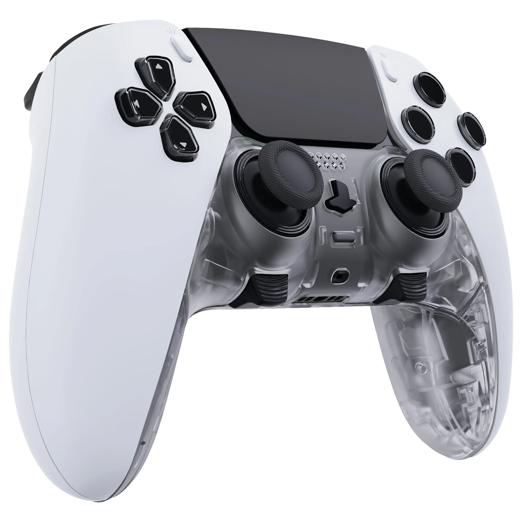 eXtremeRate Replacement Top Bottom Decorative Trim Shell Compatible with PS5 Edge Controller - Clear - Image 3