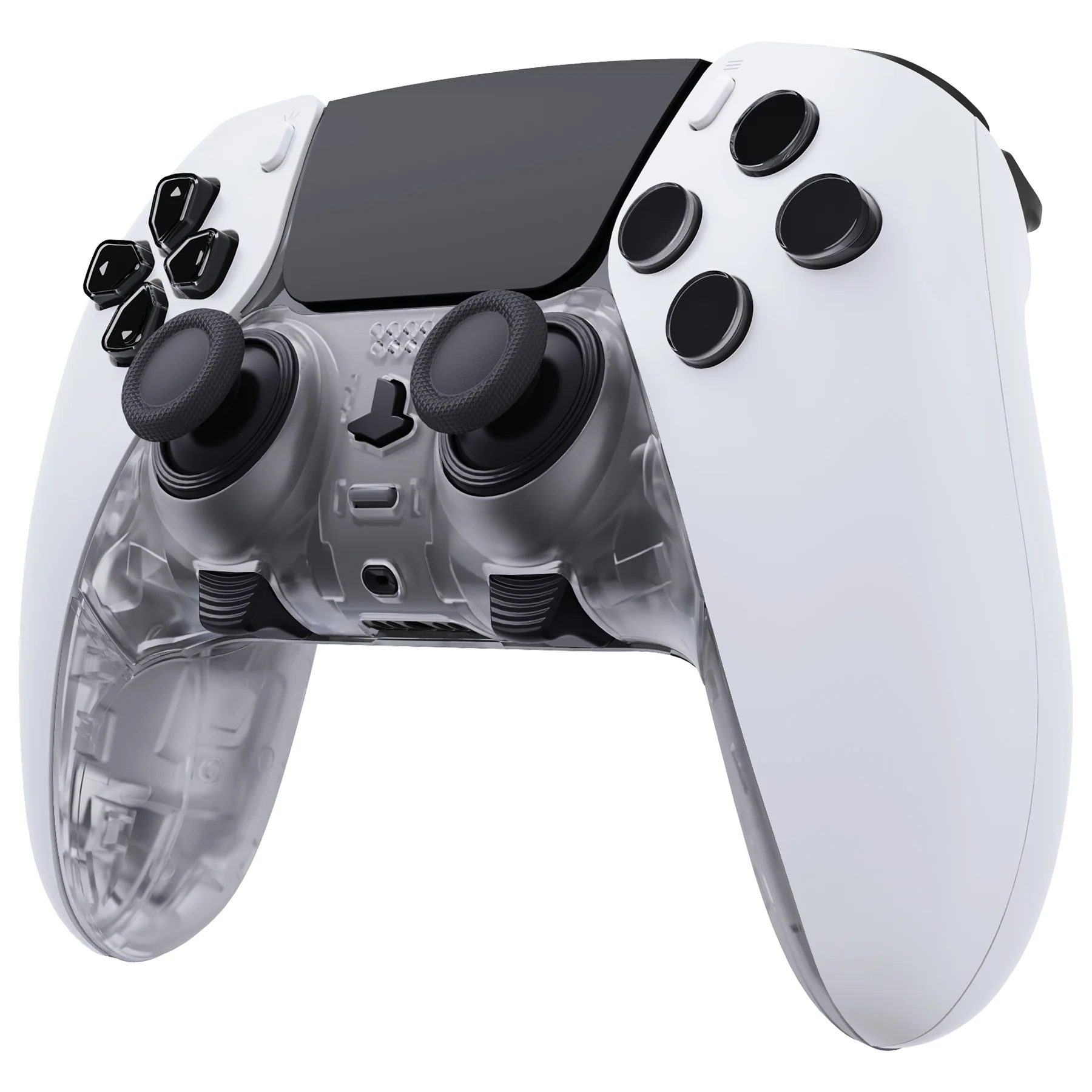 eXtremeRate Replacement Top Bottom Decorative Trim Shell Compatible with PS5 Edge Controller - Clear - Image 4