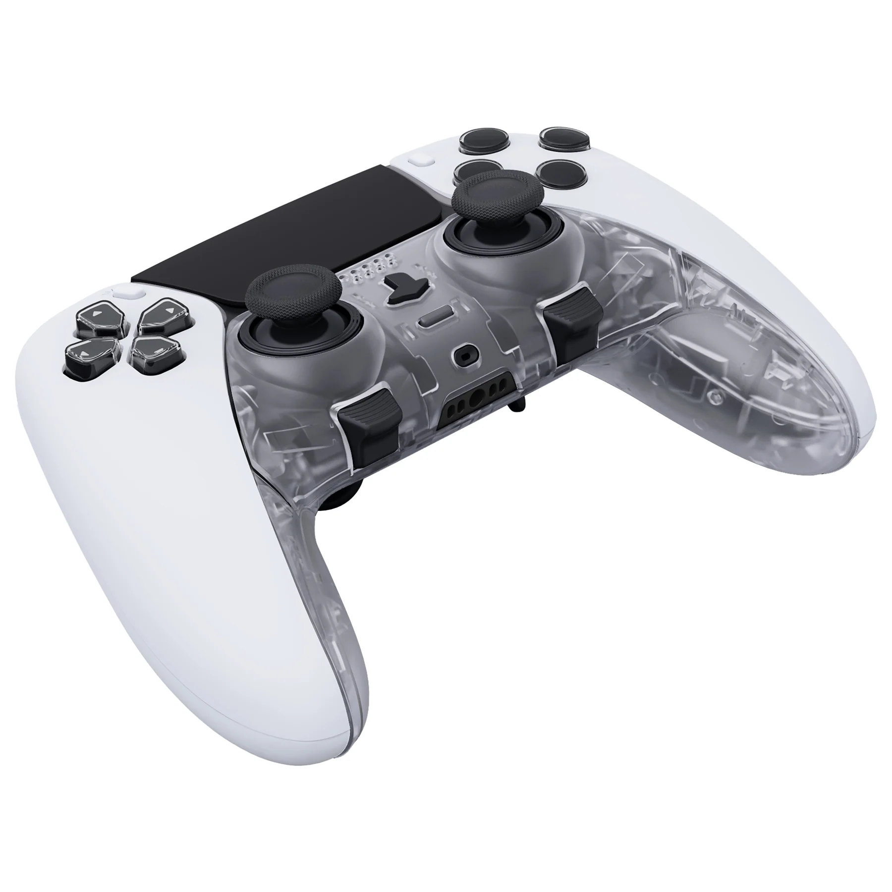 eXtremeRate Replacement Top Bottom Decorative Trim Shell Compatible with PS5 Edge Controller - Clear - Image 6