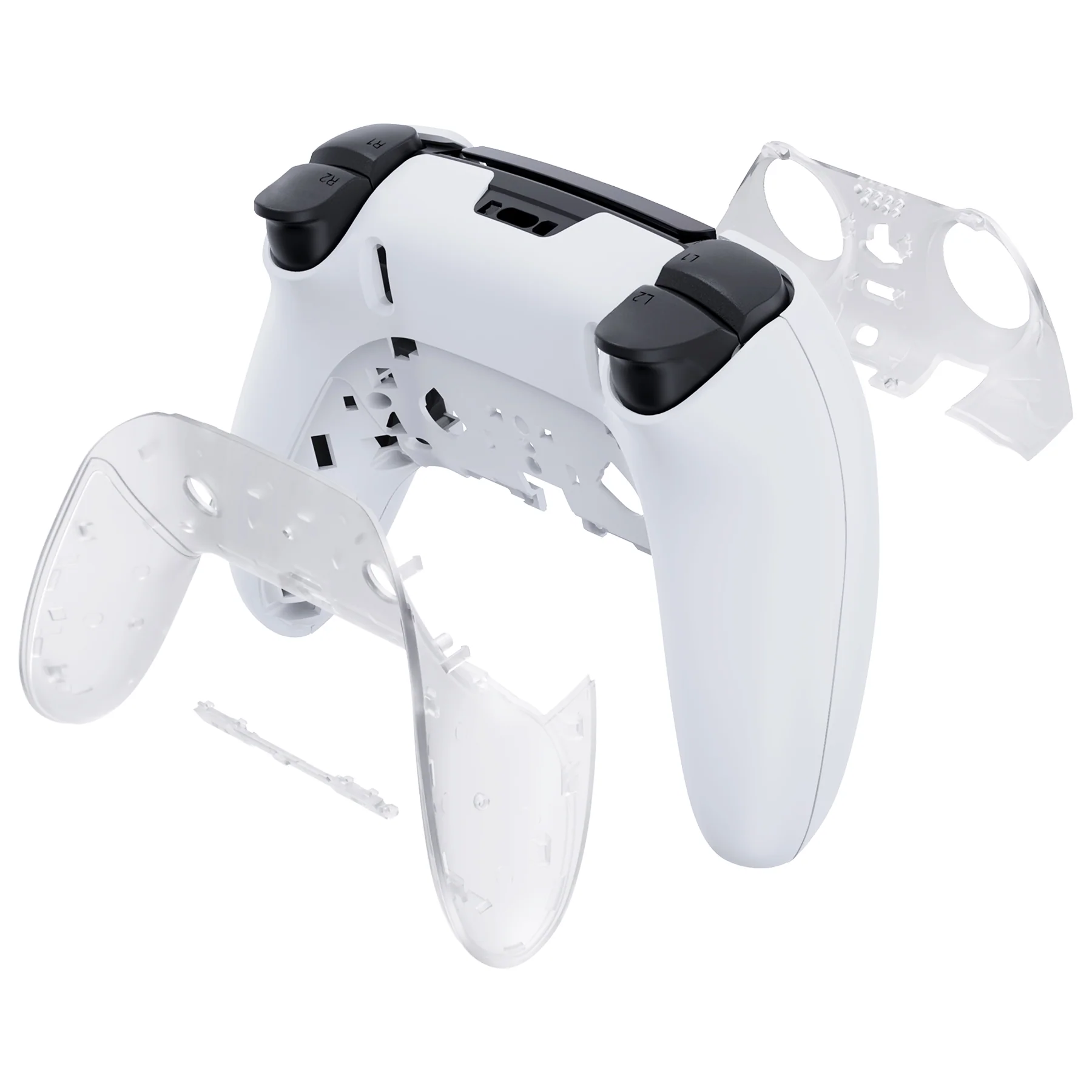 eXtremeRate Replacement Top Bottom Decorative Trim Shell Compatible with PS5 Edge Controller - Clear - Image 7