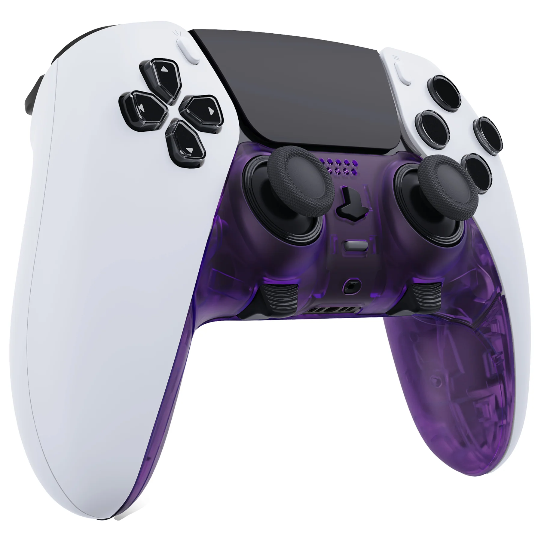 eXtremeRate Replacement Top Bottom Decorative Trim Shell Compatible with PS5 Edge Controller - Clear Atomic Purple - Image 3