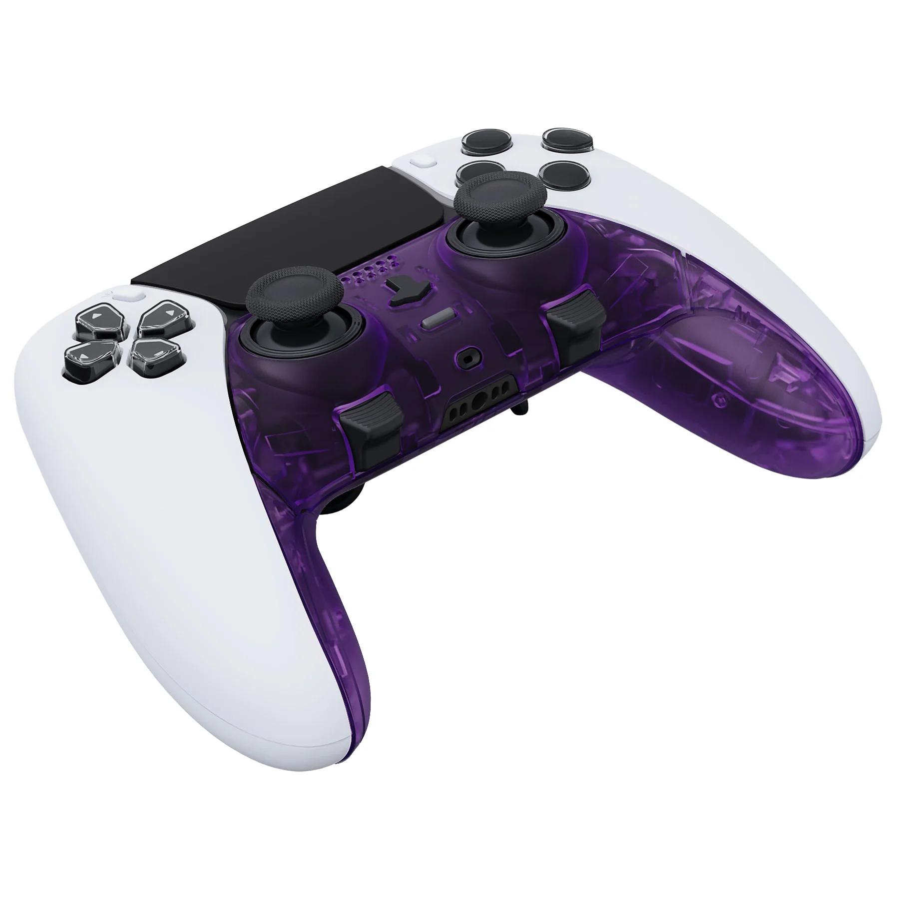 eXtremeRate Replacement Top Bottom Decorative Trim Shell Compatible with PS5 Edge Controller - Clear Atomic Purple - Image 6