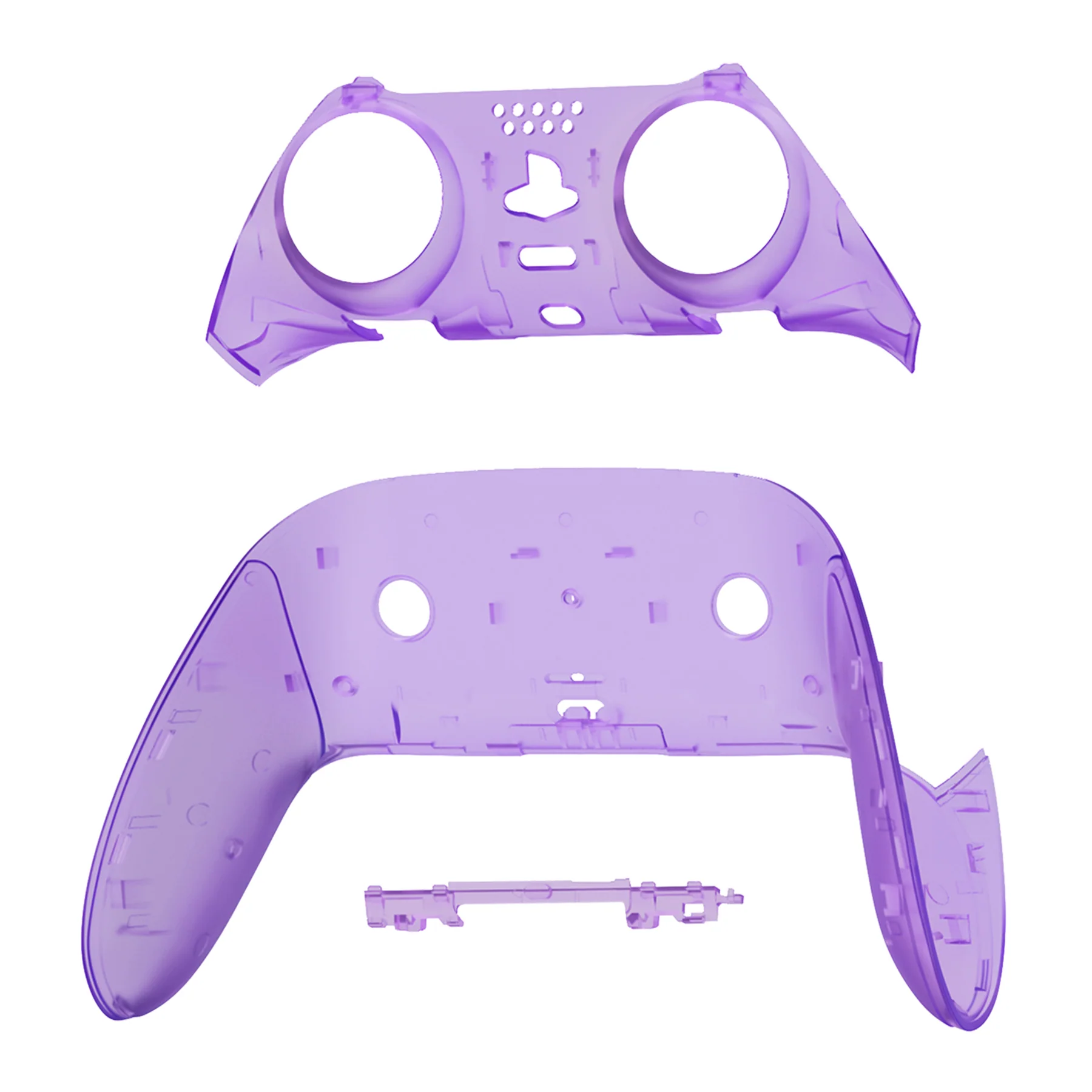 eXtremeRate Replacement Top Bottom Decorative Trim Shell Compatible with PS5 Edge Controller - Clear Atomic Purple - Image 8