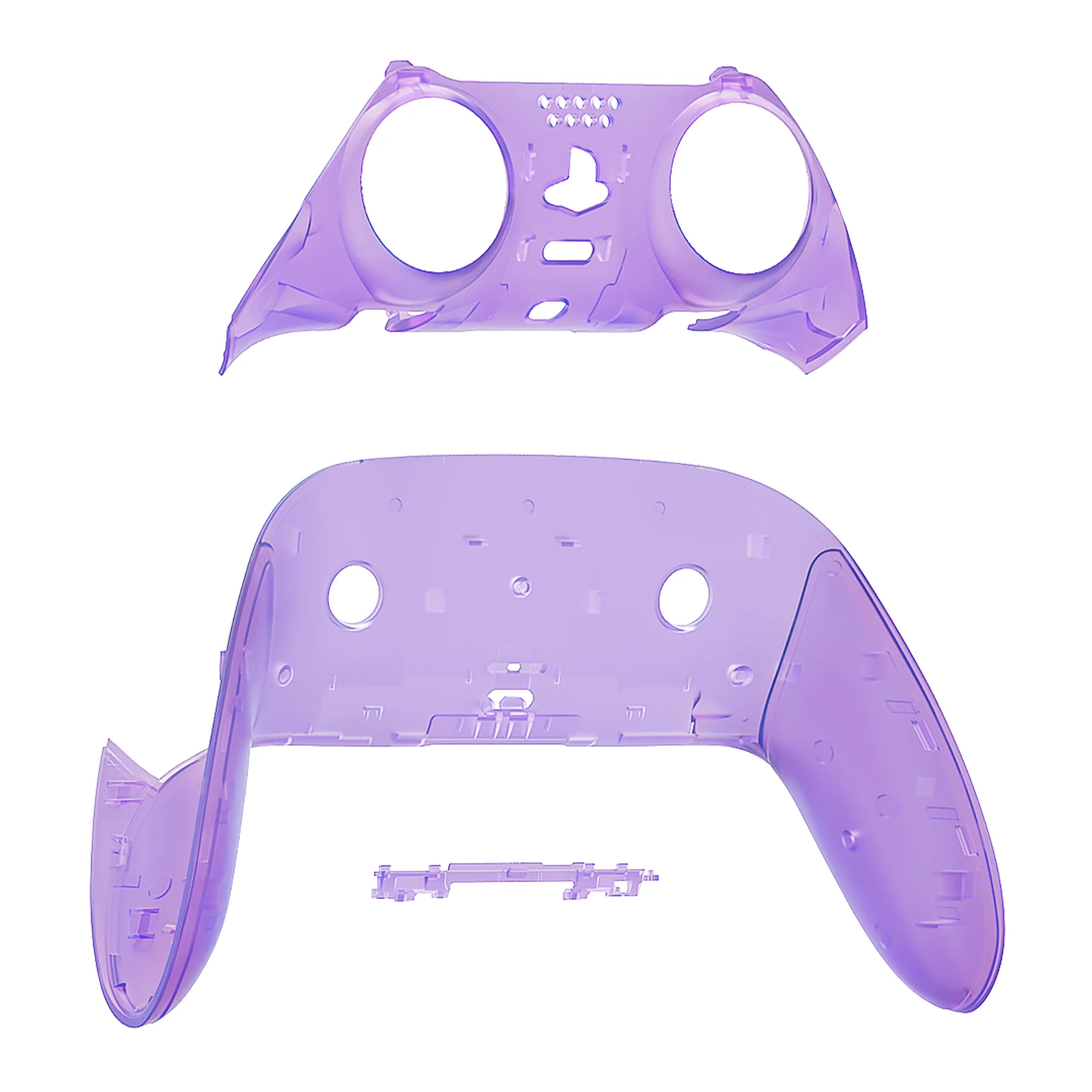 eXtremeRate Replacement Top Bottom Decorative Trim Shell Compatible with PS5 Edge Controller - Clear Atomic Purple - Image 9