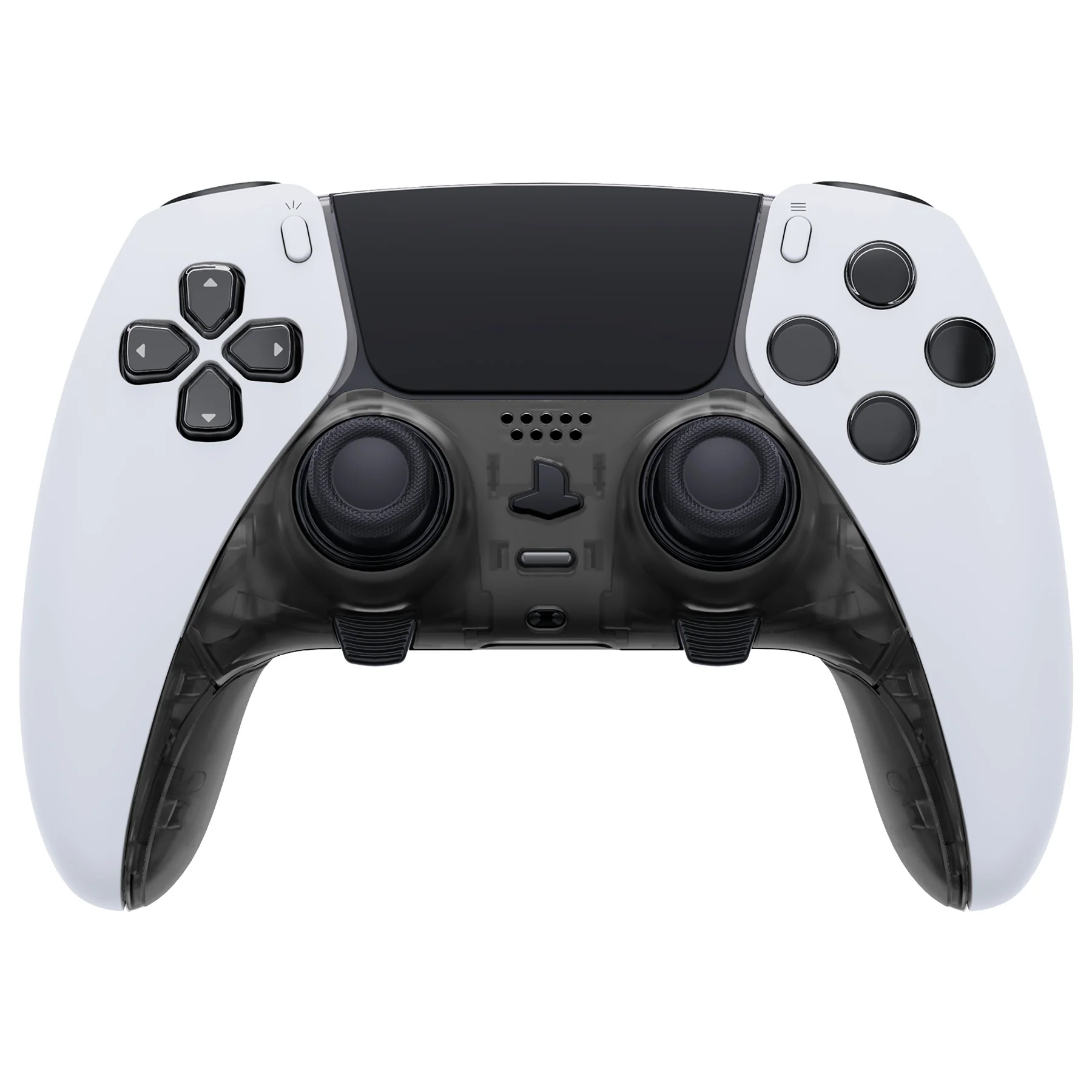 eXtremeRate Replacement Top Bottom Decorative Trim Shell Compatible with PS5 Edge Controller - Clear Black - Image 2
