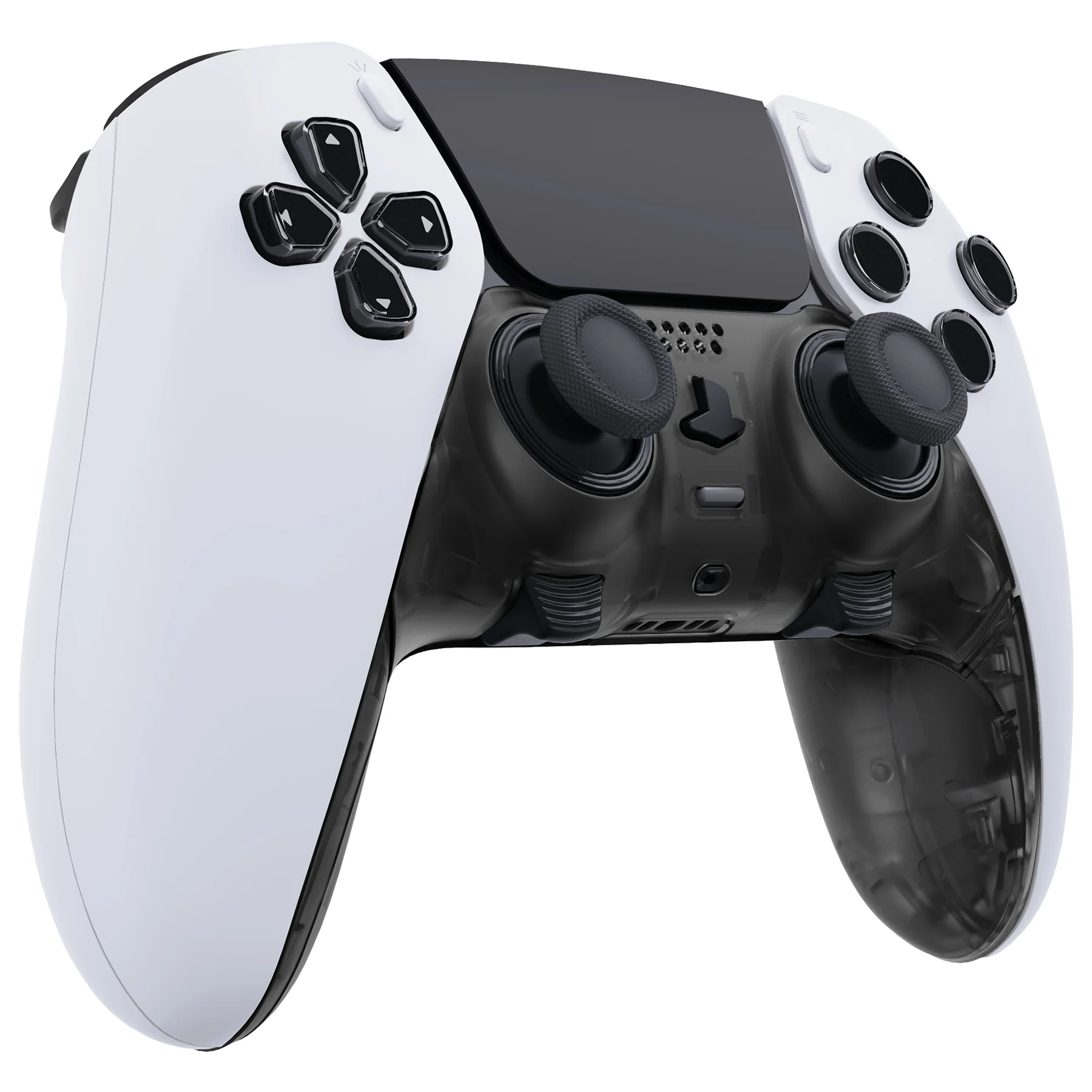 eXtremeRate Replacement Top Bottom Decorative Trim Shell Compatible with PS5 Edge Controller - Clear Black - Image 3
