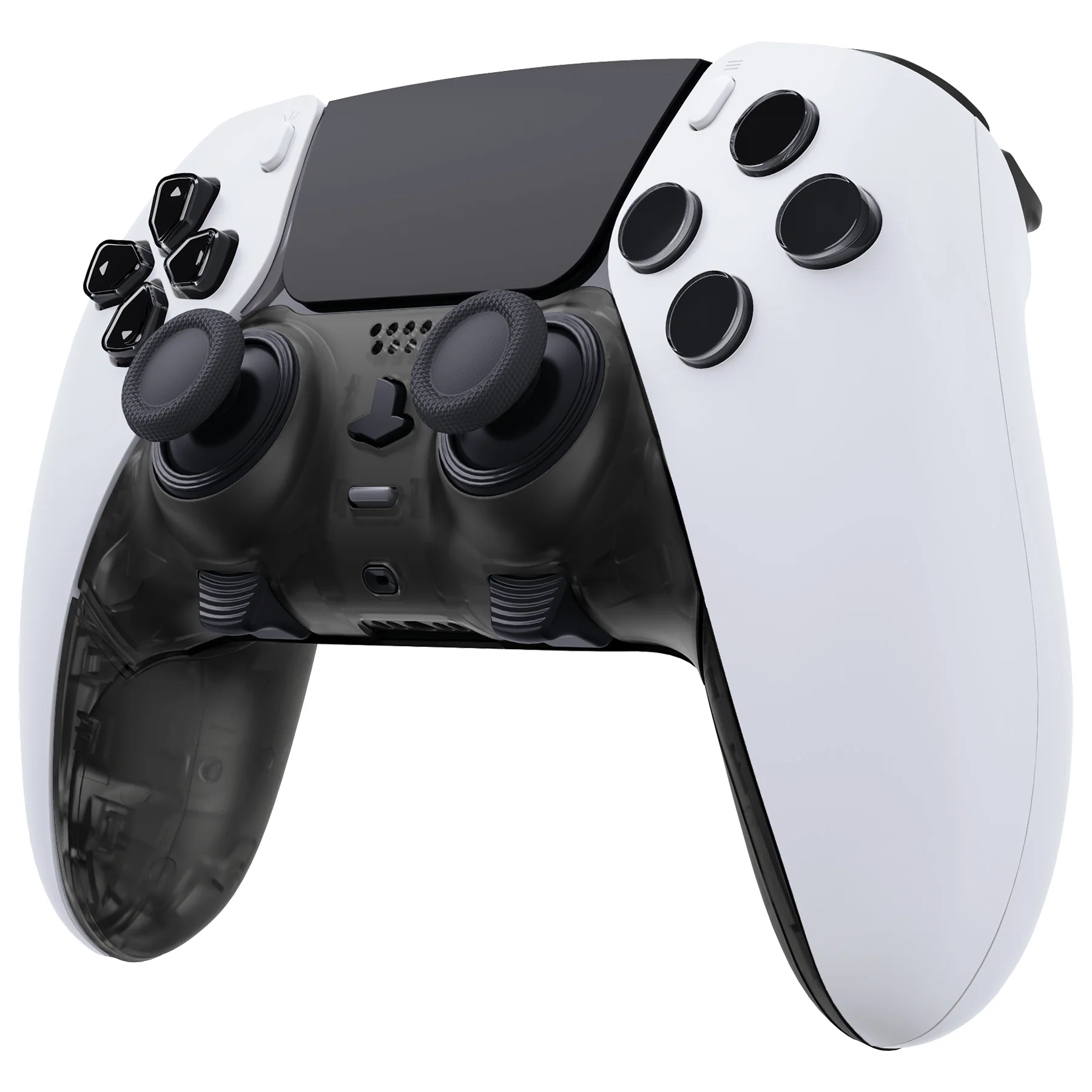 eXtremeRate Replacement Top Bottom Decorative Trim Shell Compatible with PS5 Edge Controller - Clear Black - Image 4
