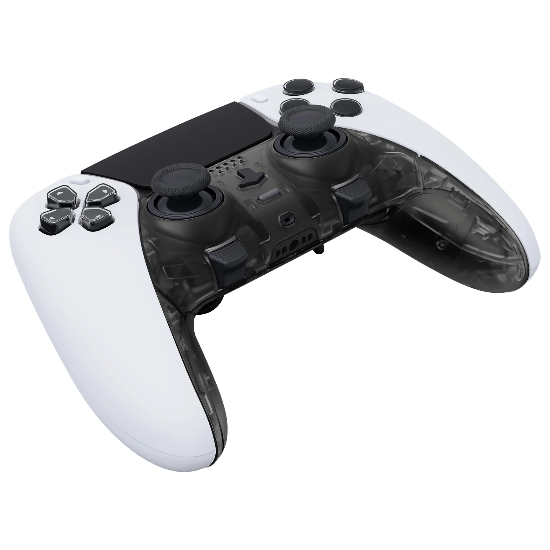 eXtremeRate Replacement Top Bottom Decorative Trim Shell Compatible with PS5 Edge Controller - Clear Black - Image 6