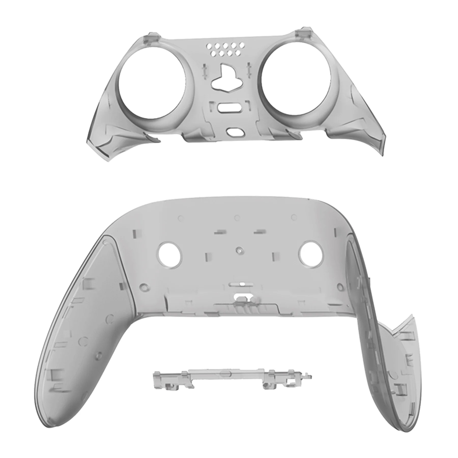 eXtremeRate Replacement Top Bottom Decorative Trim Shell Compatible with PS5 Edge Controller - Clear Black - Image 8