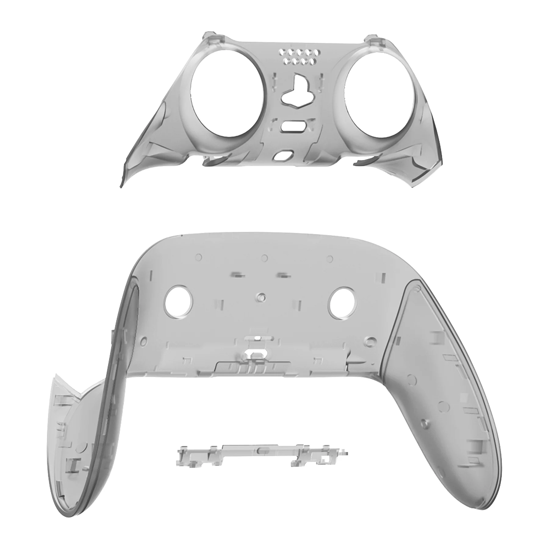 eXtremeRate Replacement Top Bottom Decorative Trim Shell Compatible with PS5 Edge Controller - Clear Black - Image 9