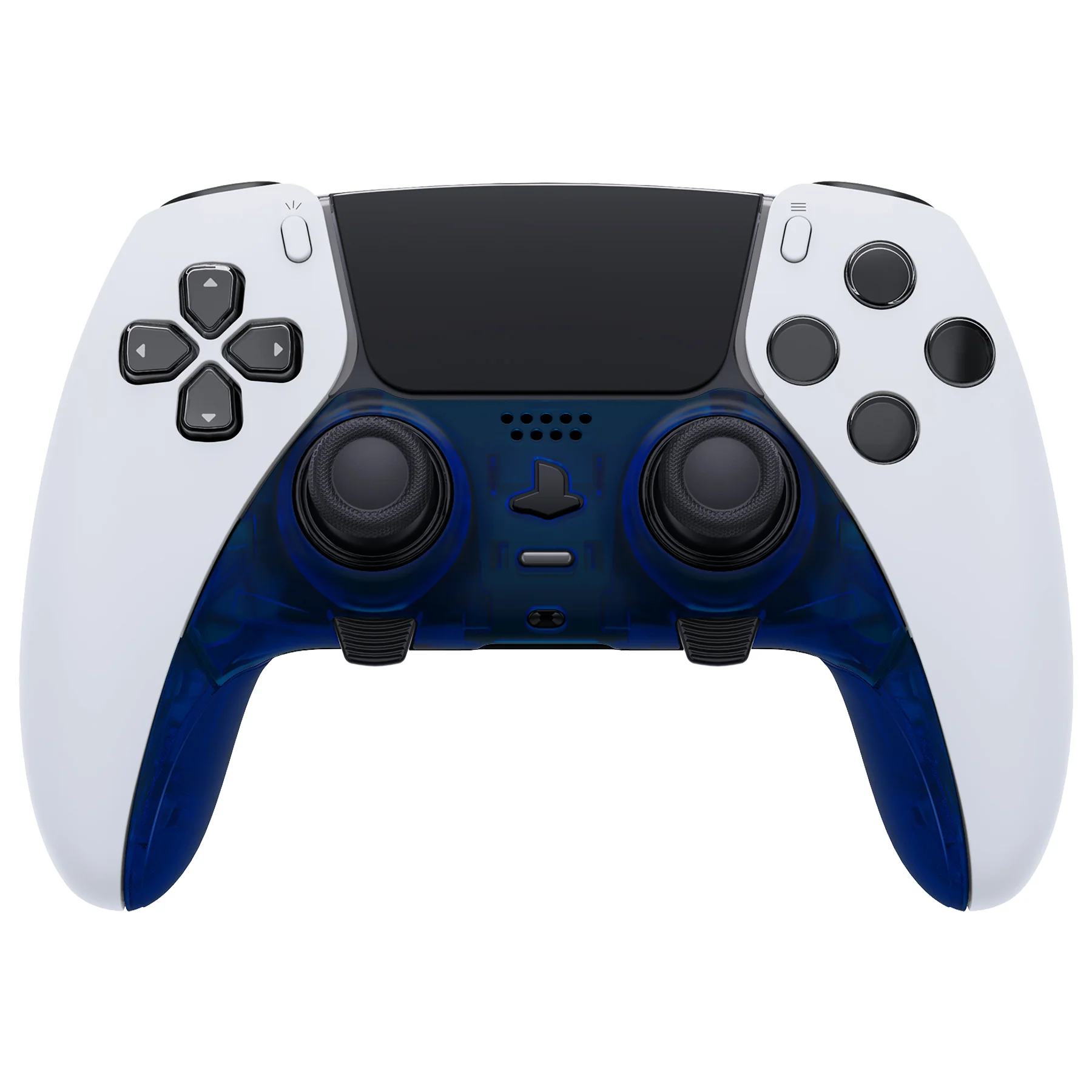eXtremeRate Replacement Top Bottom Decorative Trim Shell Compatible with PS5 Edge Controller - Clear Blue - Image 2
