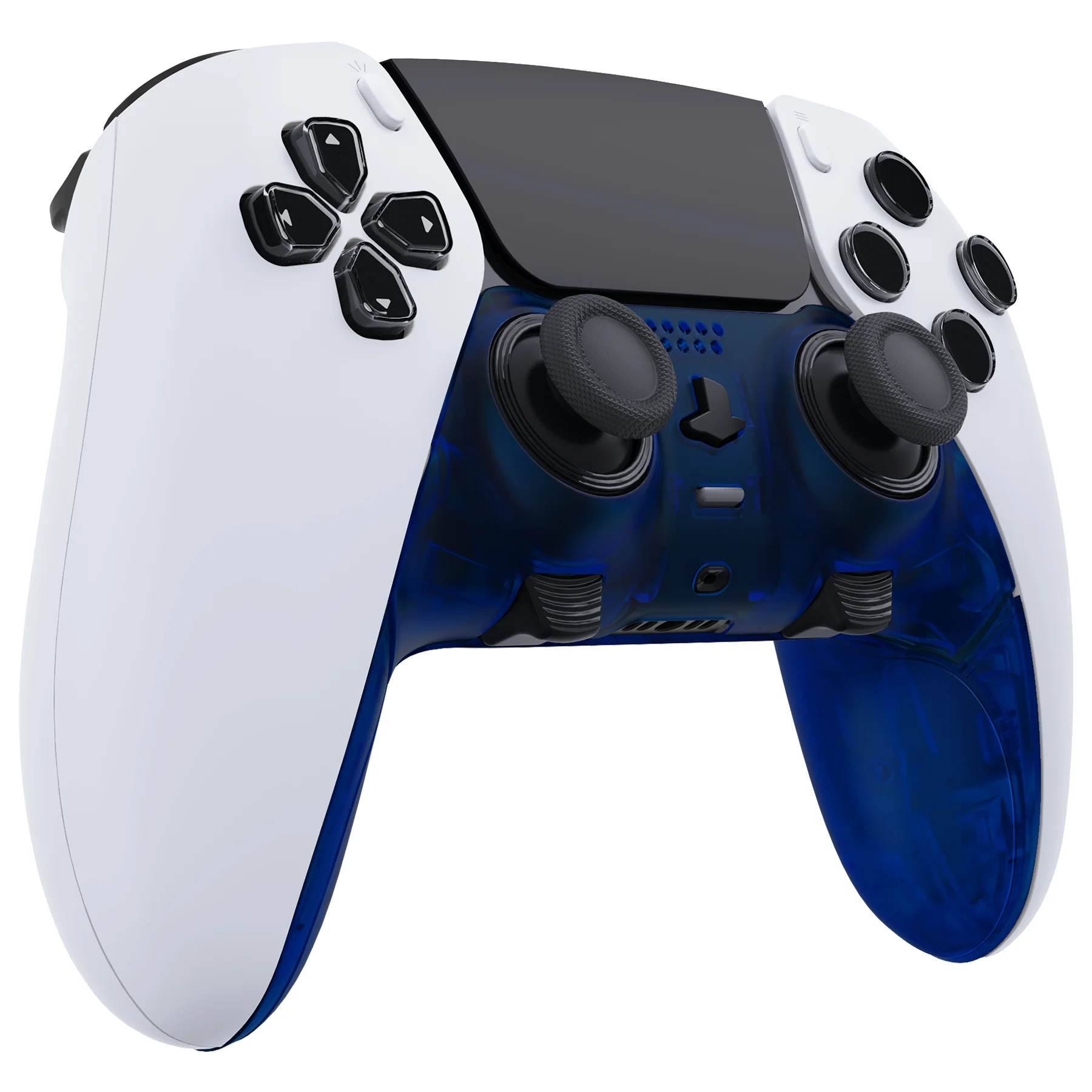 eXtremeRate Replacement Top Bottom Decorative Trim Shell Compatible with PS5 Edge Controller - Clear Blue - Image 3
