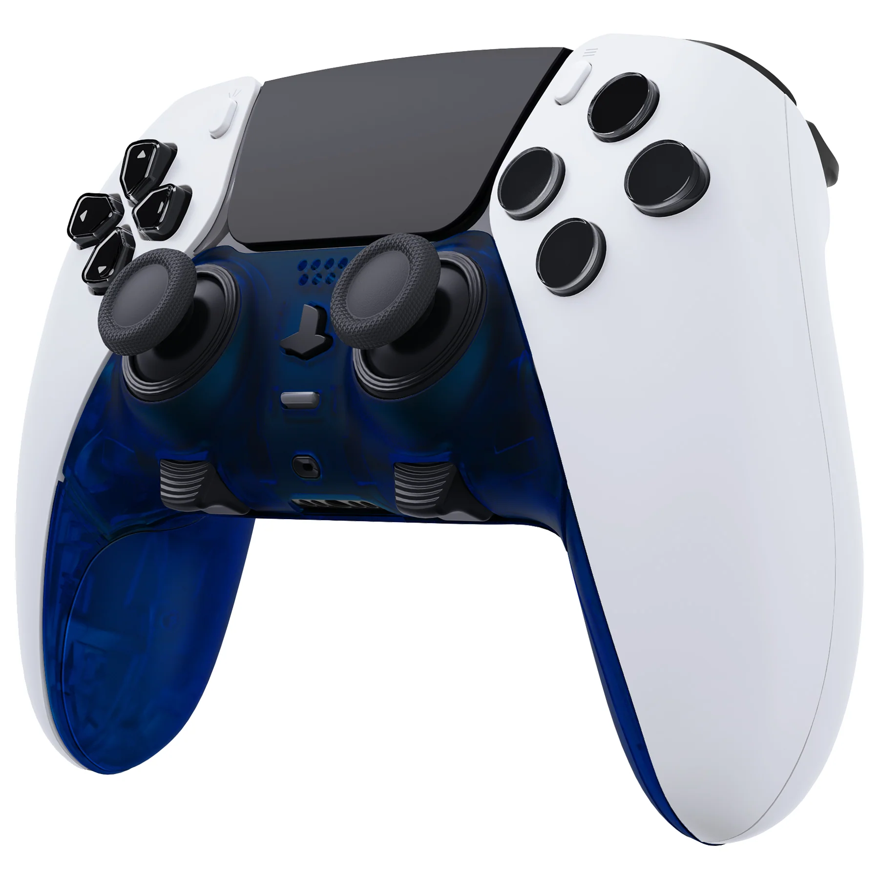eXtremeRate Replacement Top Bottom Decorative Trim Shell Compatible with PS5 Edge Controller - Clear Blue - Image 4
