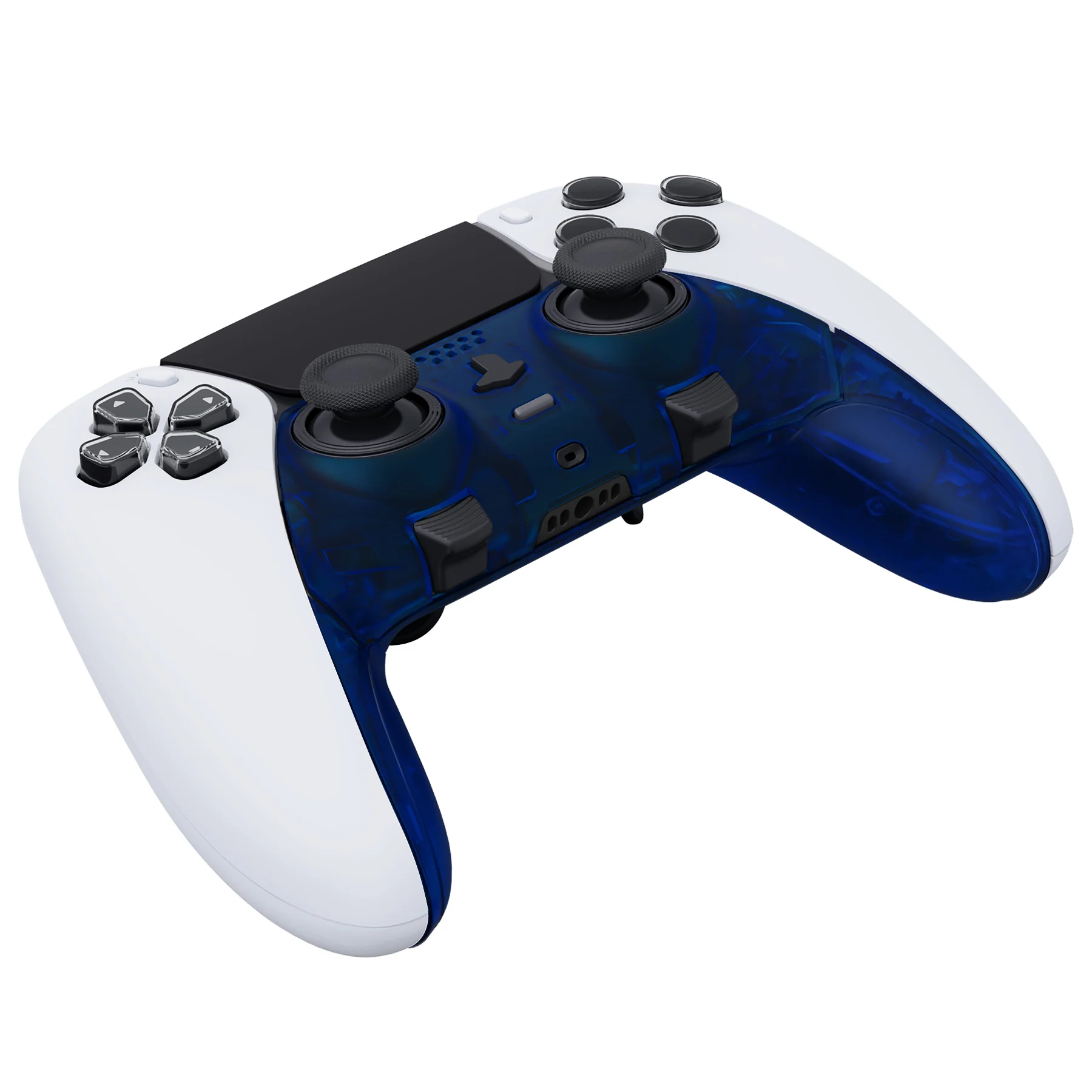 eXtremeRate Replacement Top Bottom Decorative Trim Shell Compatible with PS5 Edge Controller - Clear Blue - Image 6