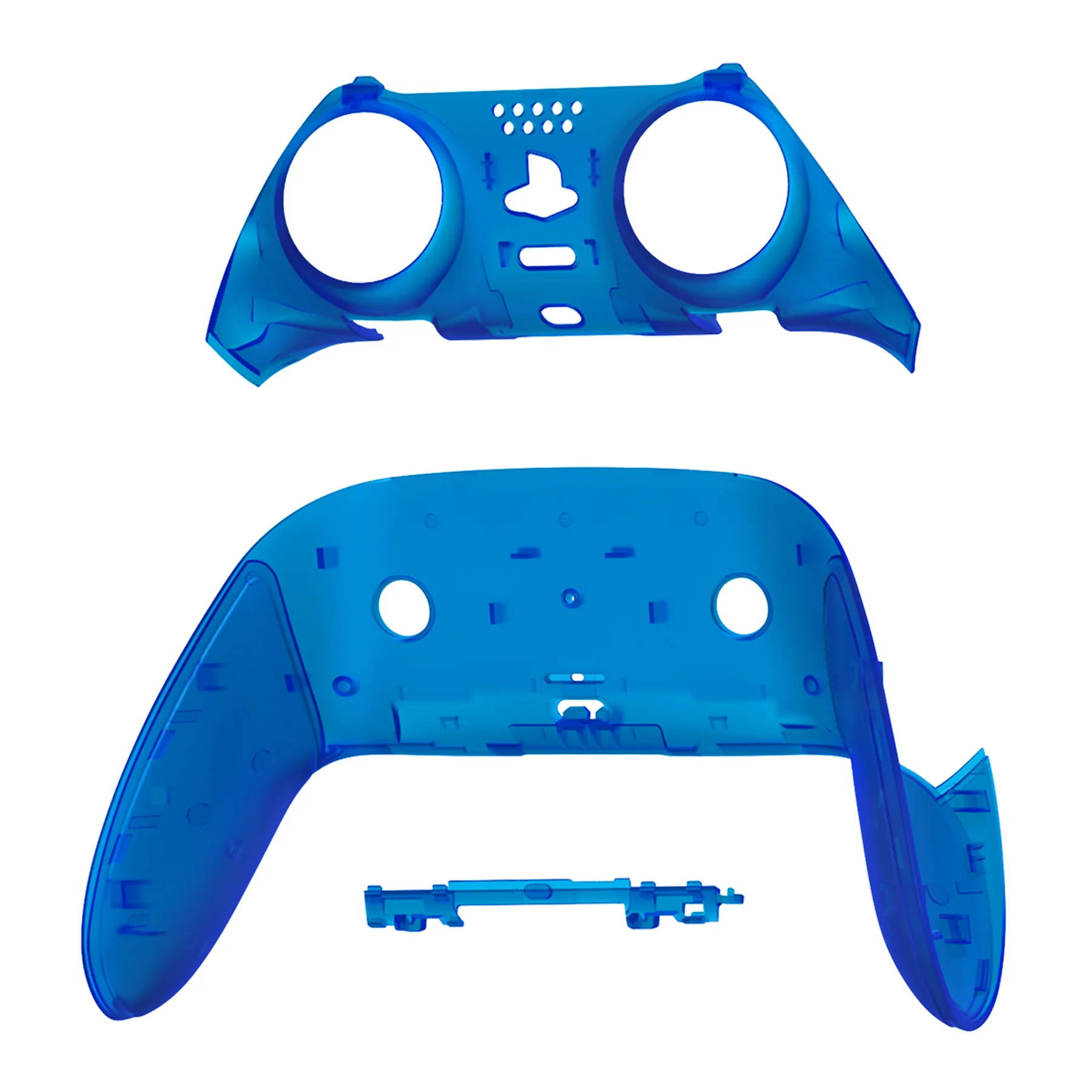 eXtremeRate Replacement Top Bottom Decorative Trim Shell Compatible with PS5 Edge Controller - Clear Blue - Image 8