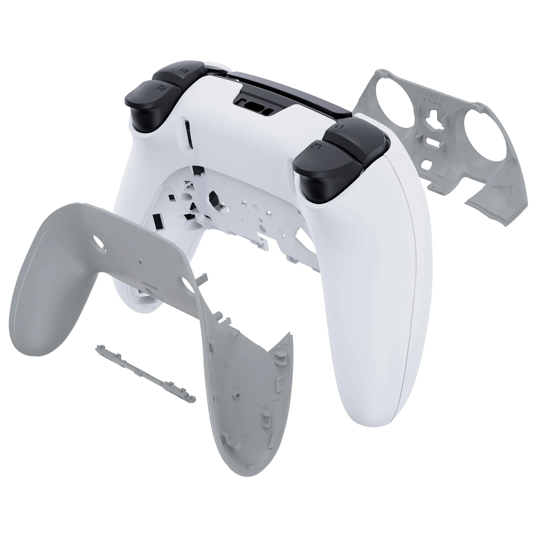 eXtremeRate Replacement Top Bottom Decorative Trim Shell Compatible with PS5 Edge Controller - New Hope Gray - Image 7