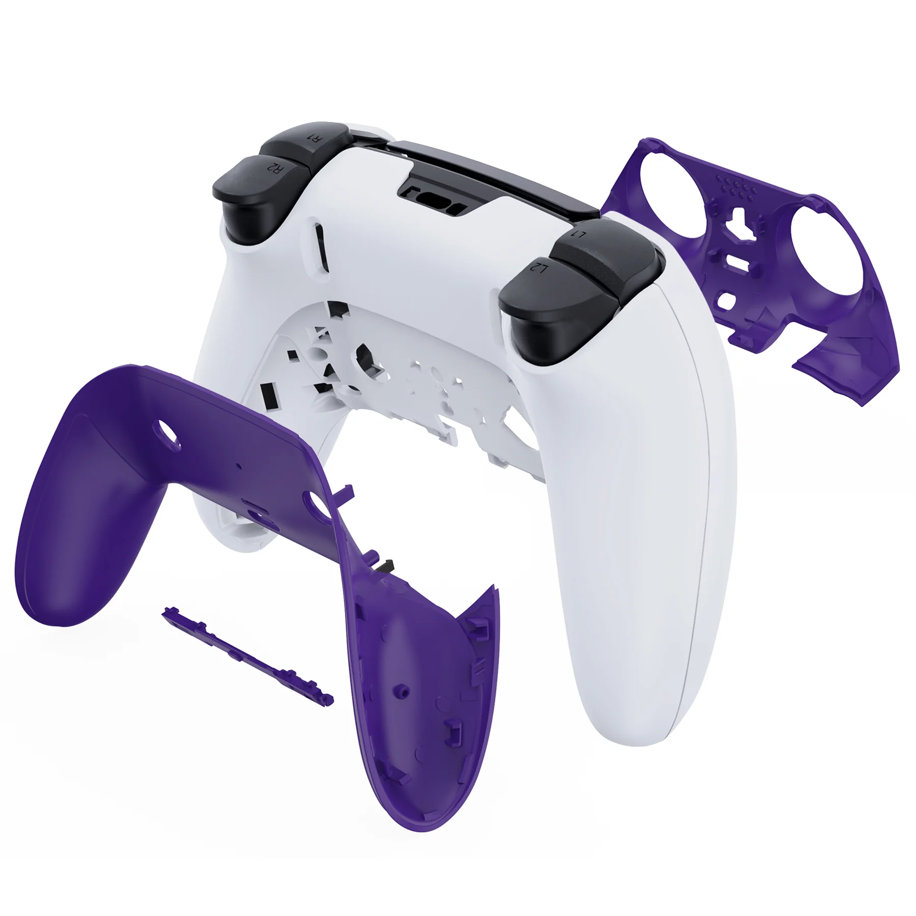 eXtremeRate Replacement Top Bottom Decorative Trim Shell Compatible with PS5 Edge Controller - Purple - Image 7