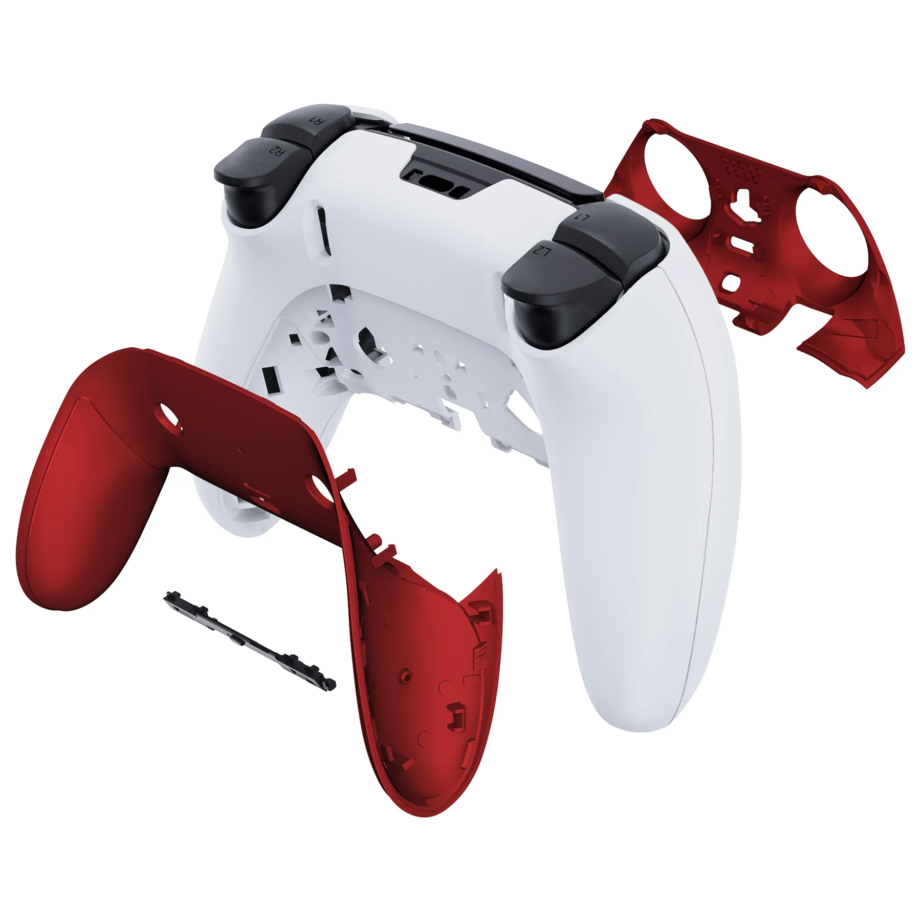 eXtremeRate Replacement Top Bottom Decorative Trim Shell Compatible with PS5 Edge Controller - Scarlet Red - Image 7