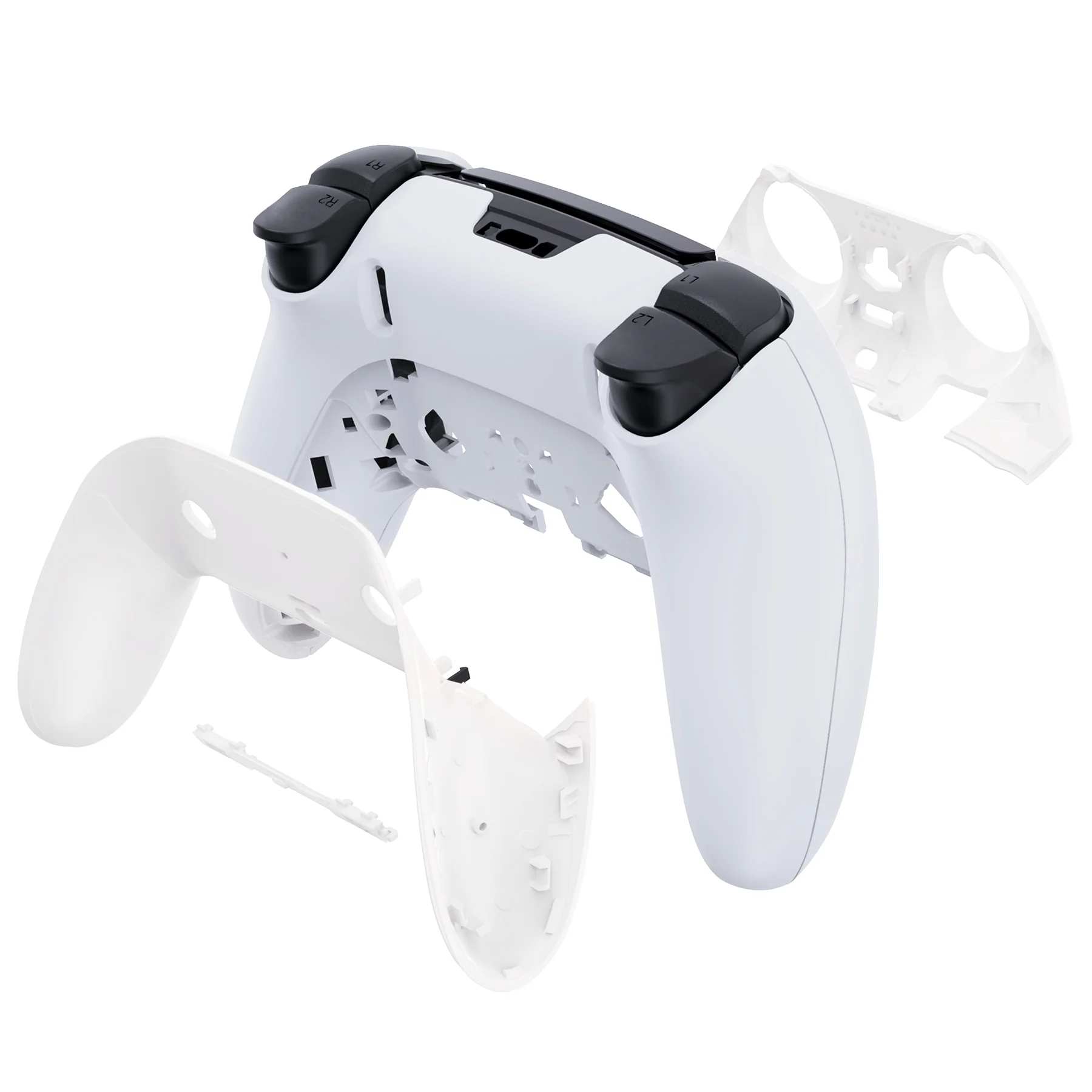 eXtremeRate Replacement Top Bottom Decorative Trim Shell Compatible with PS5 Edge Controller - White - Image 7
