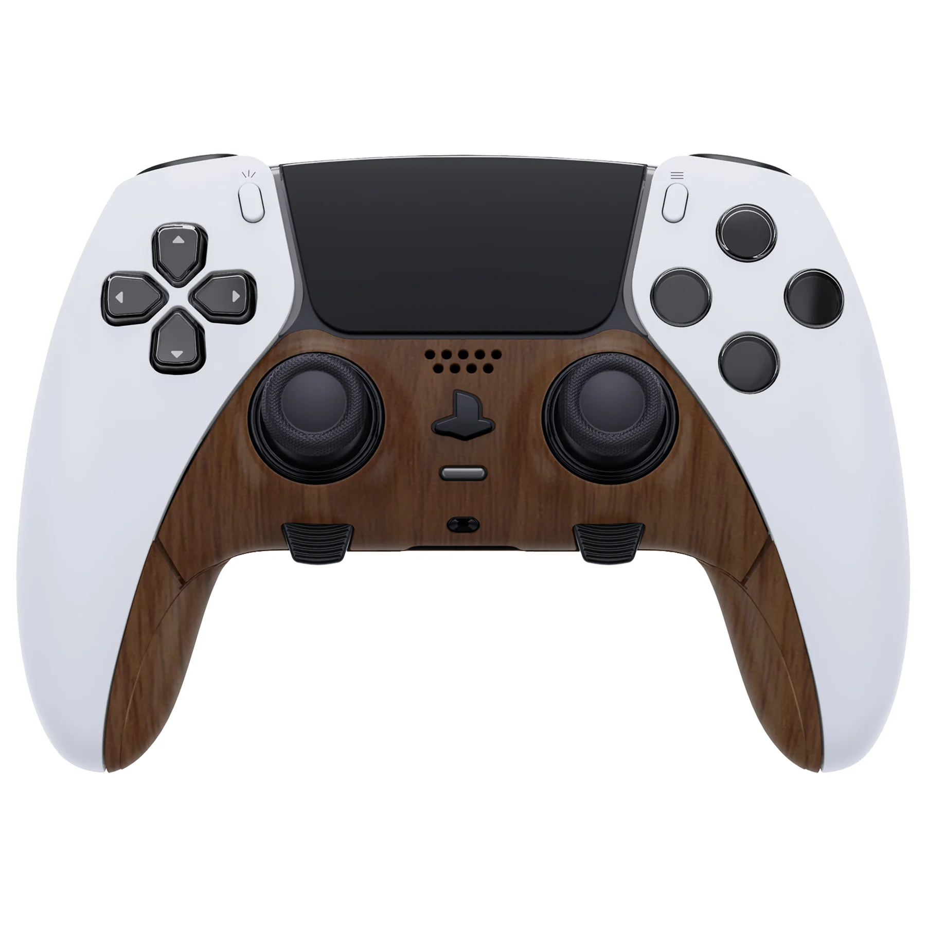eXtremeRate Replacement Top Bottom Decorative Trim Shell Compatible with PS5 Edge Controller - Wood Grain - Image 2