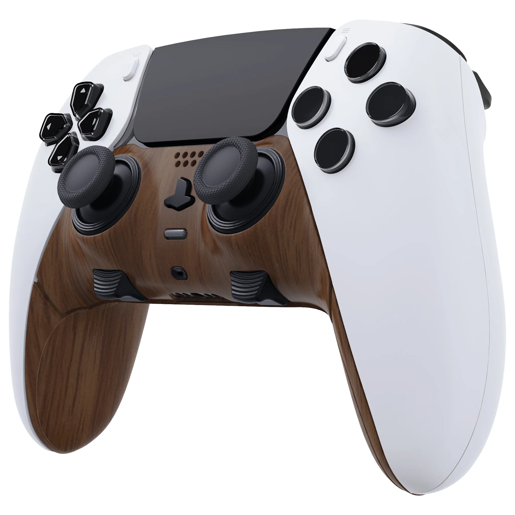 eXtremeRate Replacement Top Bottom Decorative Trim Shell Compatible with PS5 Edge Controller - Wood Grain - Image 4