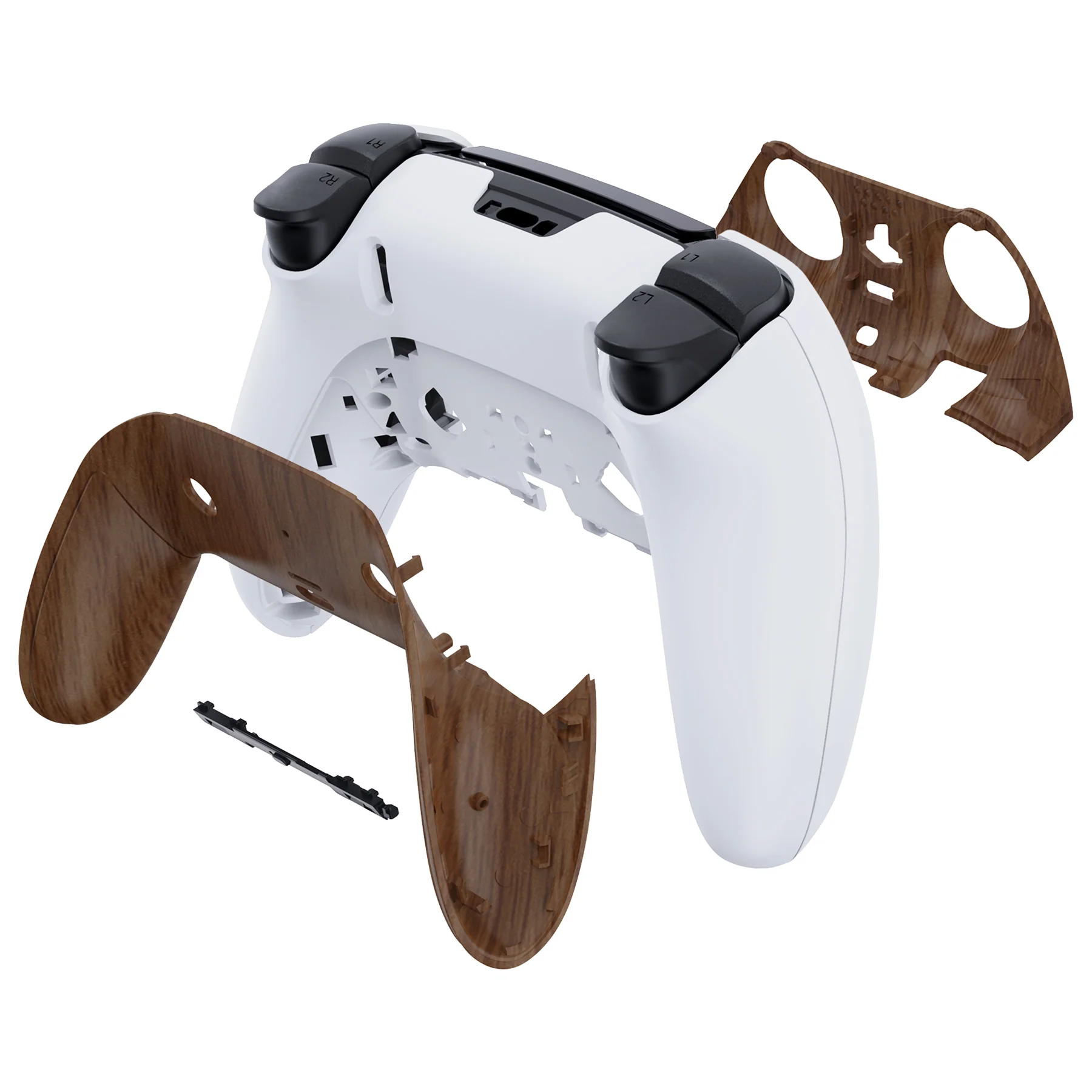 eXtremeRate Replacement Top Bottom Decorative Trim Shell Compatible with PS5 Edge Controller - Wood Grain - Image 7