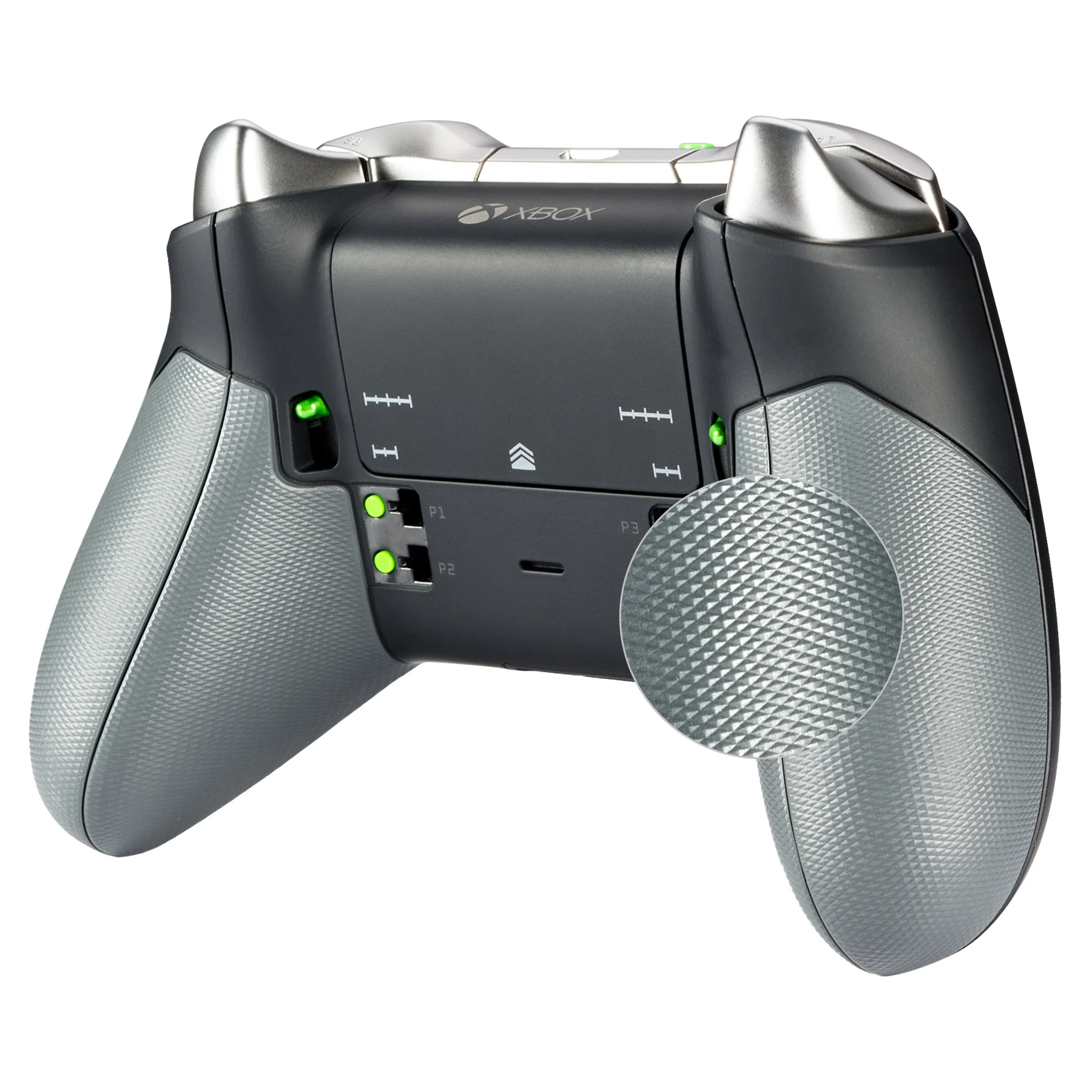 eXtremeRate Replacement Rubberized Rear Handle Grips Back Panels for Xbox One Elite Controller (Model 1698) - Gray - Image 5