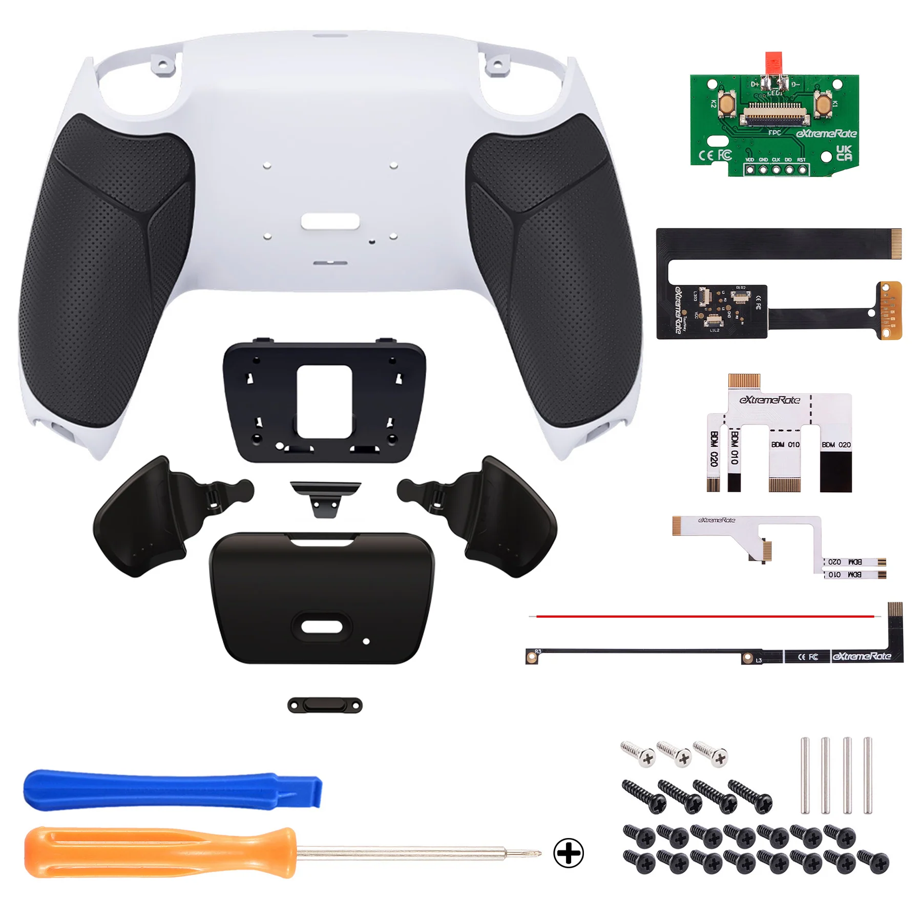 eXtremeRate Remappable Rise 2.0 Remap Kit for PS5 Controller BDM-010 & BDM-020 - Rubberized Black Grip with Black Back Paddles - Image 2