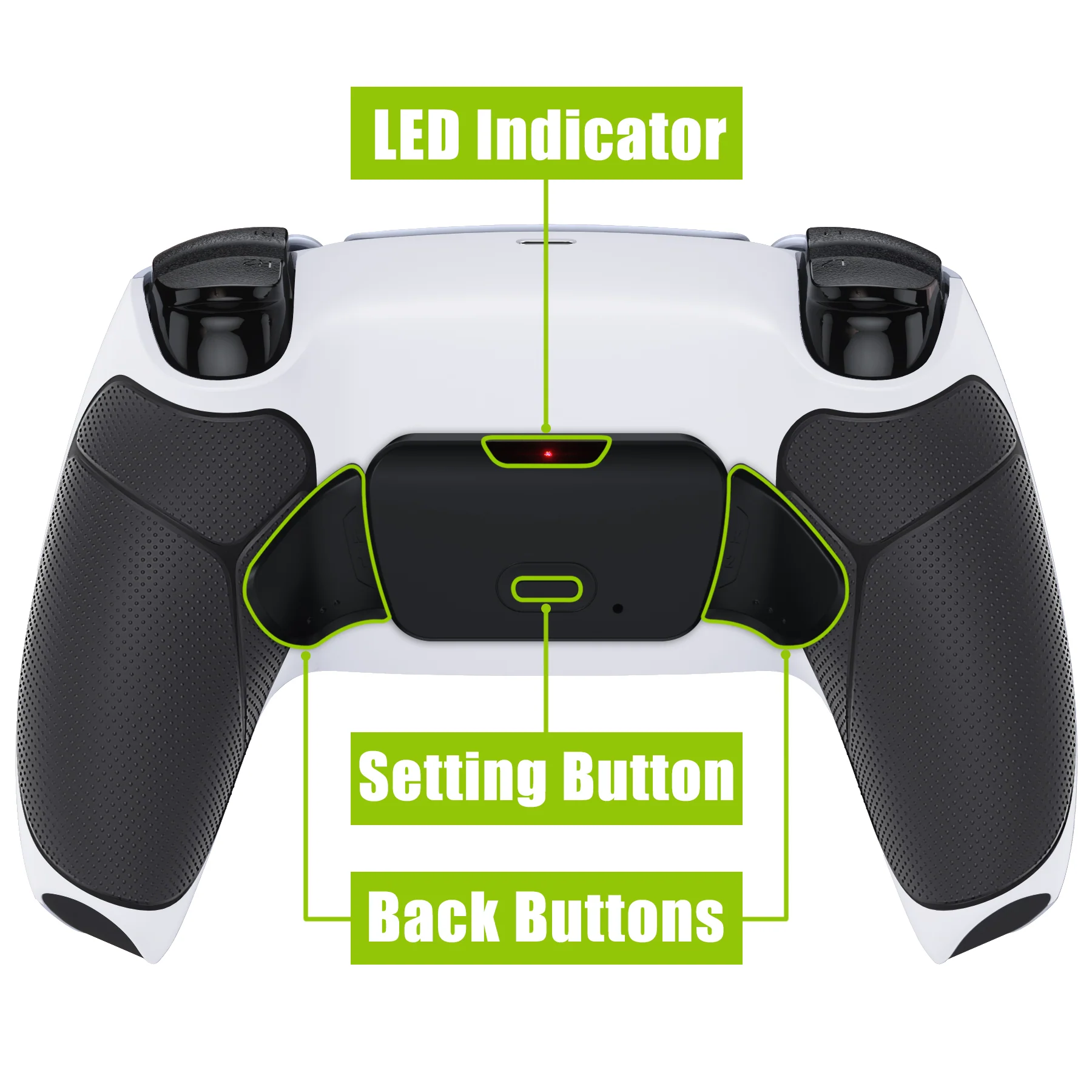 eXtremeRate Remappable Rise 2.0 Remap Kit for PS5 Controller BDM-010 & BDM-020 - Rubberized Black Grip with Black Back Paddles - Image 4