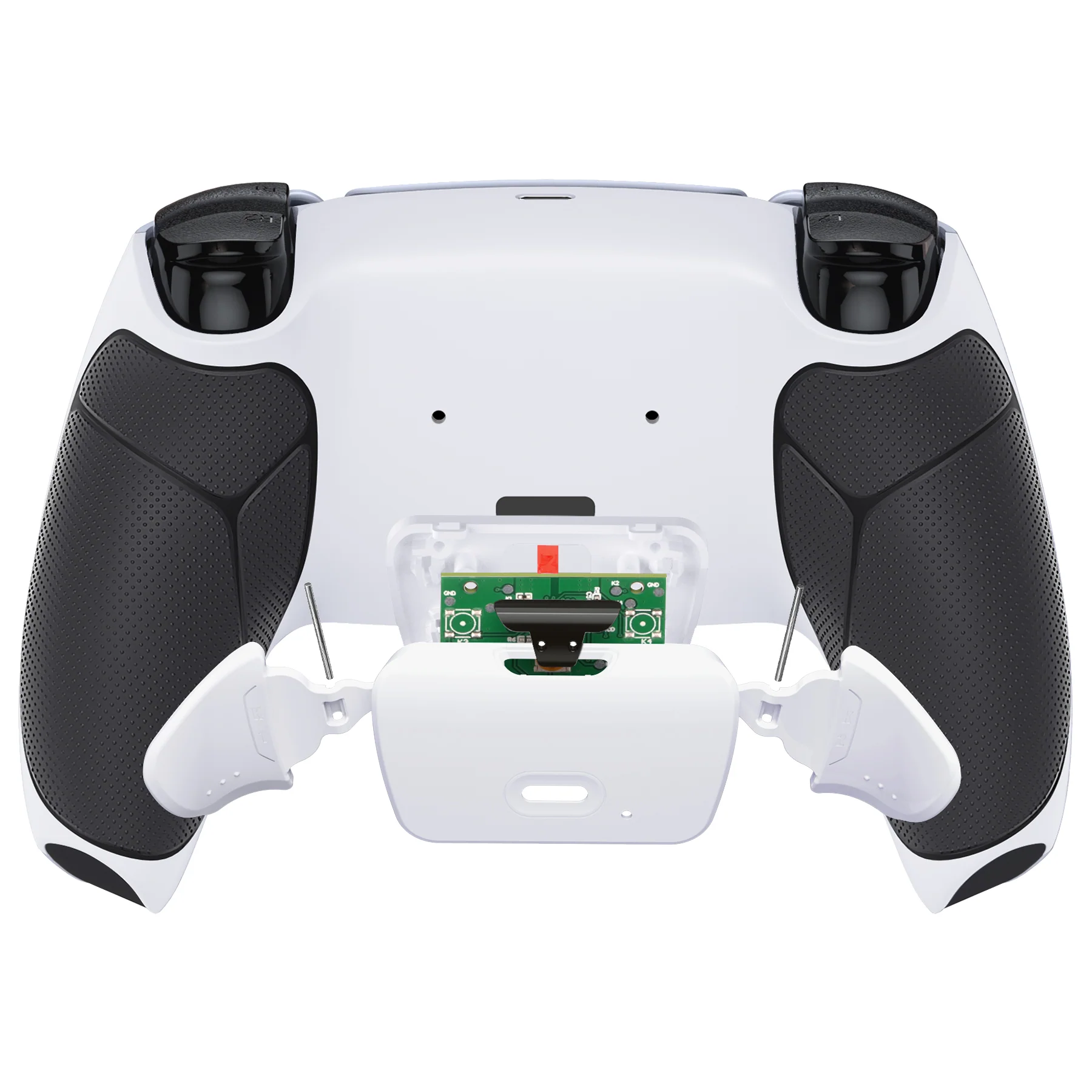eXtremeRate Remappable Rise 2.0 Remap Kit for PS5 Controller BDM-010 & BDM-020 - Rubberized Black Grip with White Back Paddles - Image 6