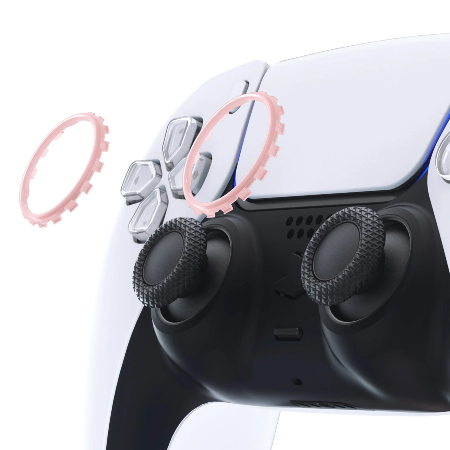 eXtremeRate Custom Replacement Accent Rings for PS5 Controller - Cherry Blossoms Pink - Image 4