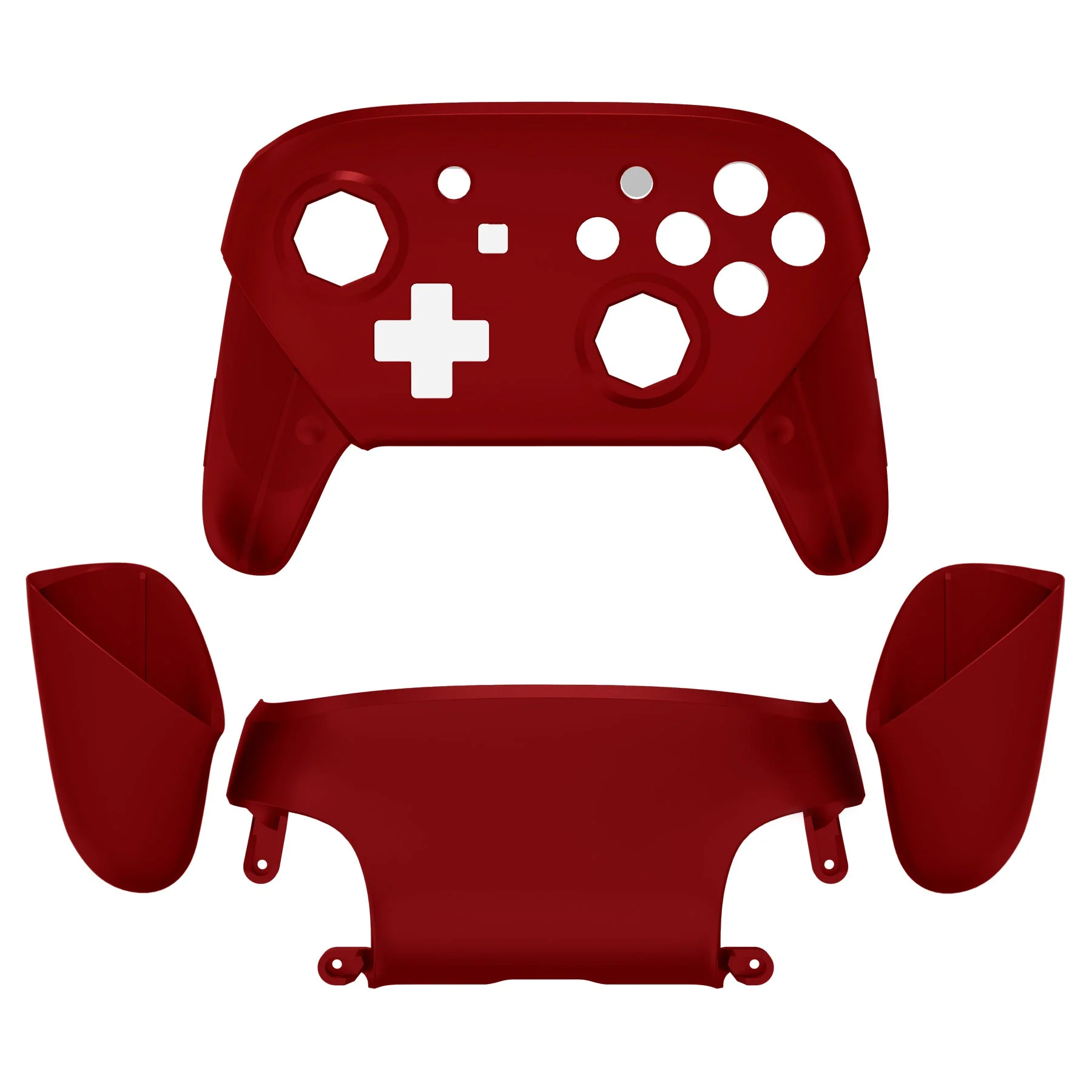 eXtremeRate Octagonal Gated Sticks Design Replacement Full Set Shell Faceplate Backplate Handles for Nintendo Switch Pro - Scarlet Red - Image 3