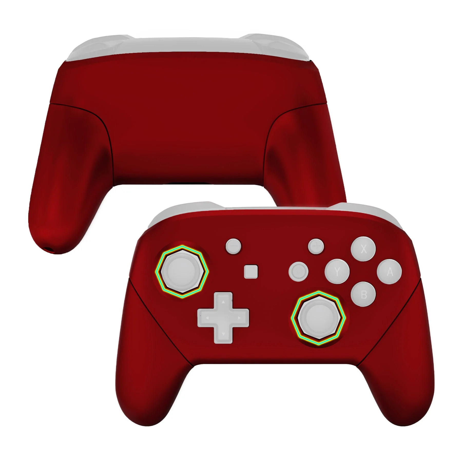 eXtremeRate Octagonal Gated Sticks Design Replacement Full Set Shell Faceplate Backplate Handles for Nintendo Switch Pro - Scarlet Red - Image 5
