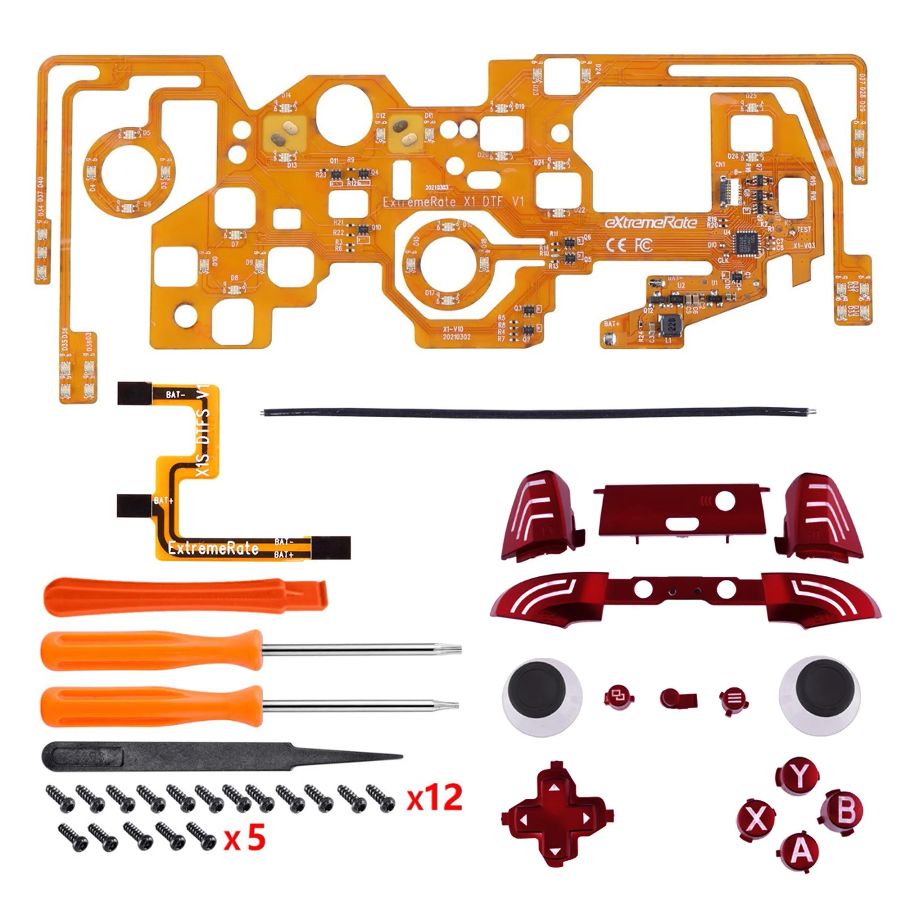 eXtremeRate Multi-Colors Luminated Buttons DTFS (DTF 2.0) LED Kit for Xbox One X & S Controller - Scarlet Red - Image 6