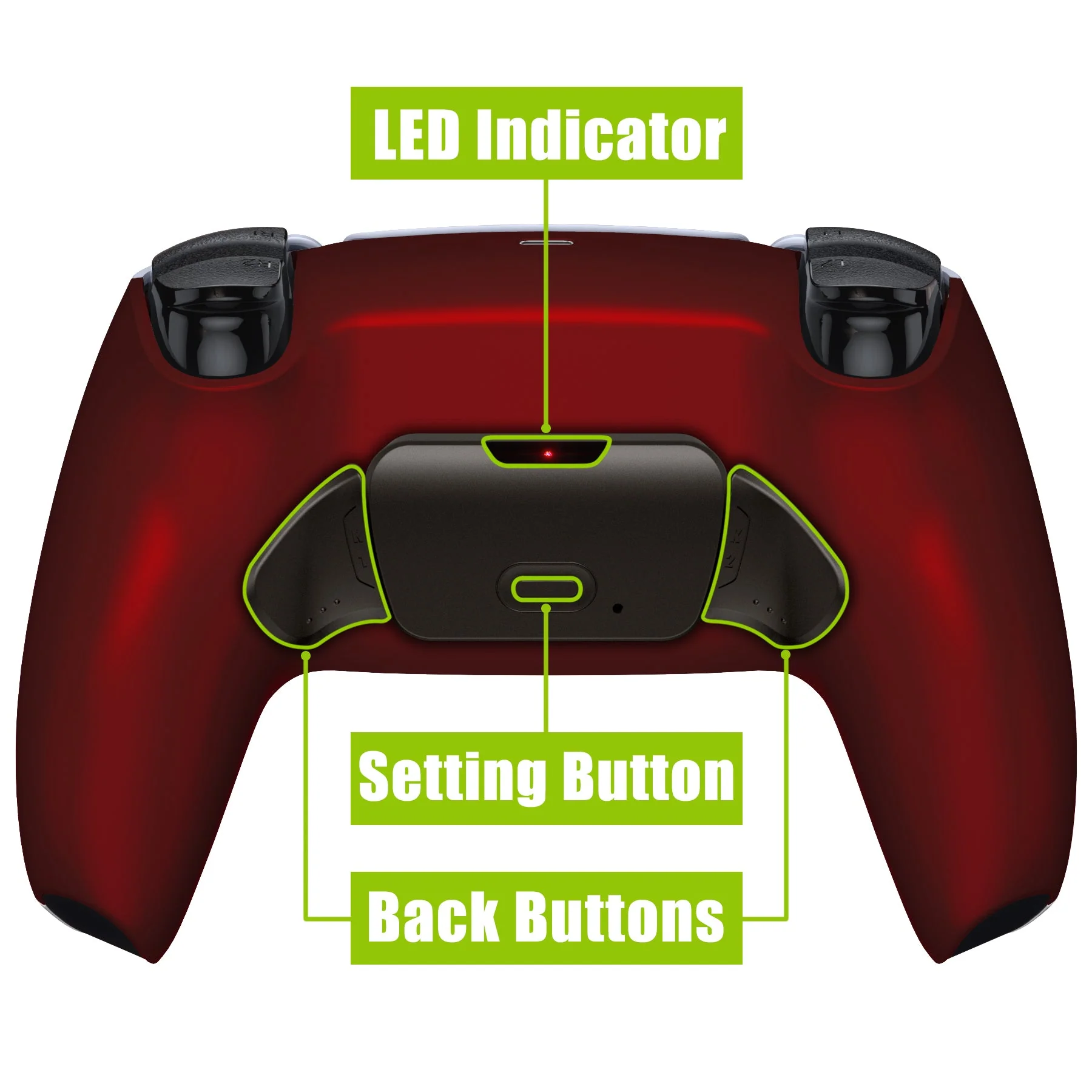 eXtremeRate Black Real Metal Buttons (RMB) Version RISE 2.0 Remap Kit for PS5 Controller BDM-010/020 - Scarlet Red - Image 4