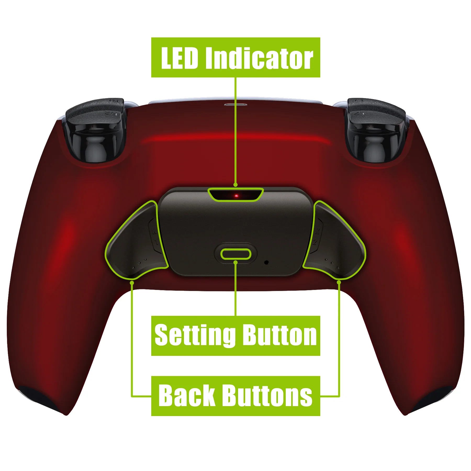 eXtremeRate Black Real Metal Buttons (RMB) Version RISE Remap Kit for PS5 Controller BDM-030/040/050 - Scarlet Red - Image 4