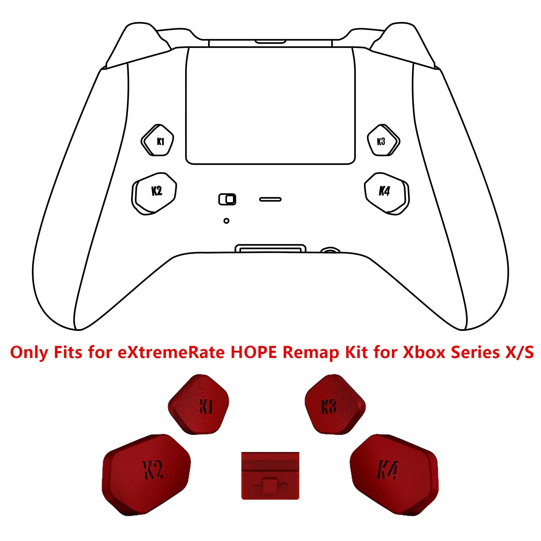 eXtremeRate Redesigned K1 K2 K3 K4 Back Buttons Paddles & Toggle Switch for eXtremerate Hope Remap Kit, Compatible with Xbox Series X/S Controller - Scarlet Red - Image 3