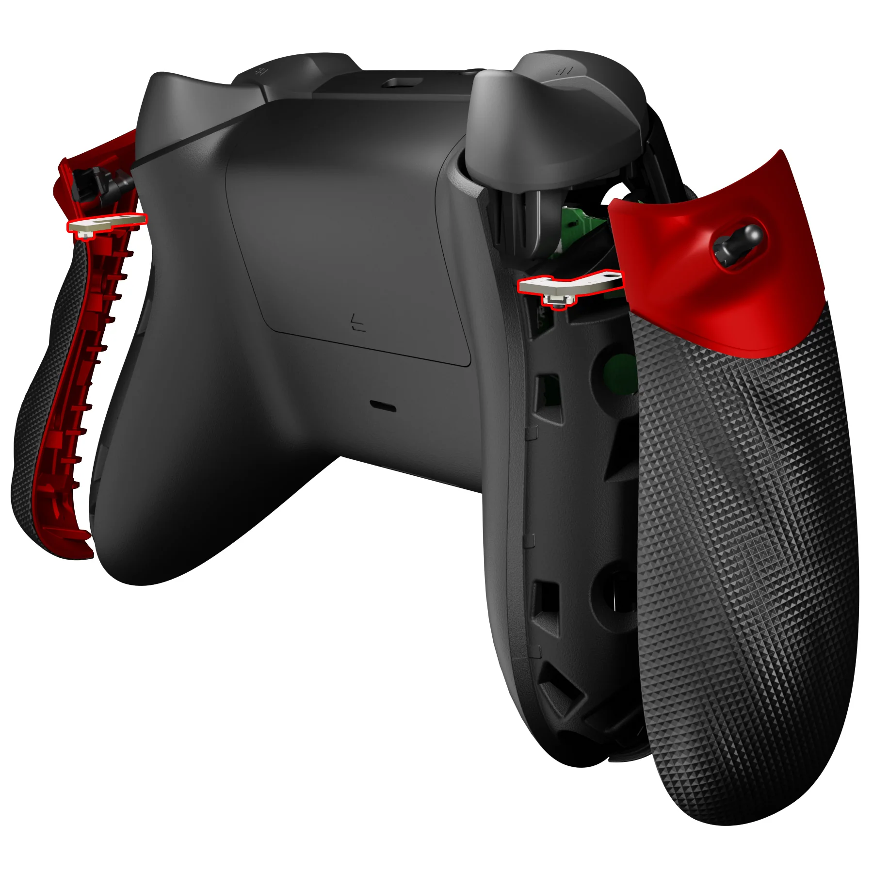eXtremeRate FLEXOR Clicky Rubberized Side Rails Grips Trigger Stop Kit for Xbox Series X/S Controller & Xbox Core Controller - Scarlet Red - Image 4