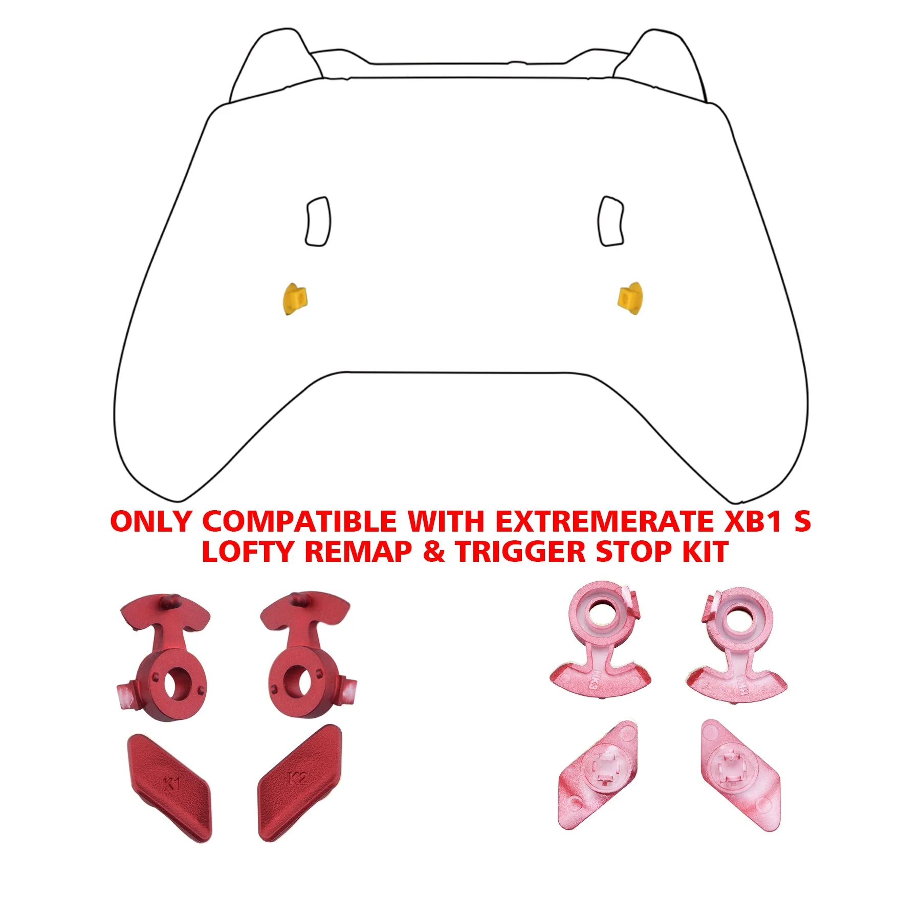 eXtremeRate Replacement Redesigned Back Buttons HK3 HK4 Trigger lock K1 K2 Paddles for eXtremeRate LOFTY Remap & Trigger Stop Kit, Compatible with Xbox One X & S Controller - Scarlet Red - Image 3