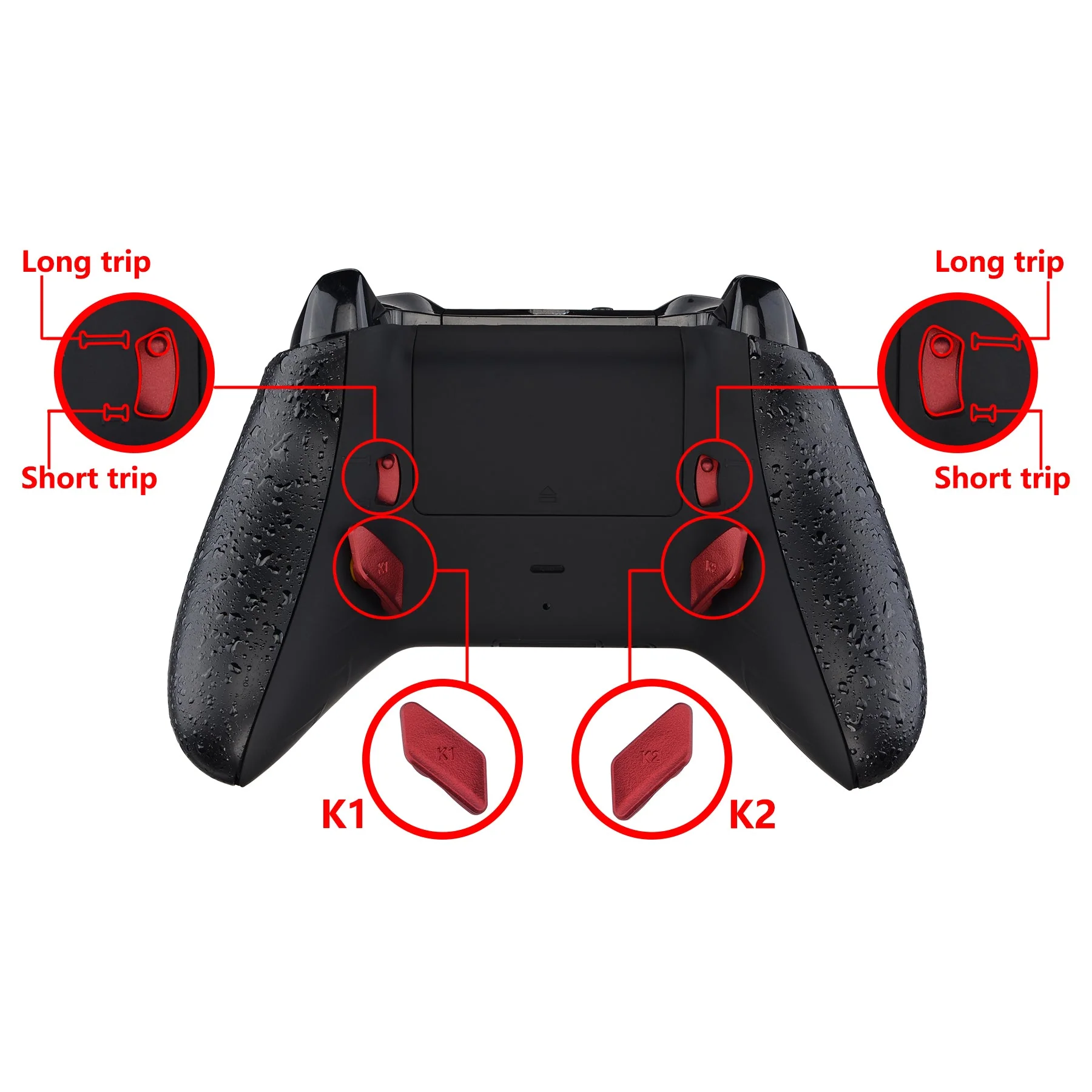 eXtremeRate Replacement Redesigned Back Buttons HK3 HK4 Trigger lock K1 K2 Paddles for eXtremeRate LOFTY Remap & Trigger Stop Kit, Compatible with Xbox One X & S Controller - Scarlet Red - Image 4
