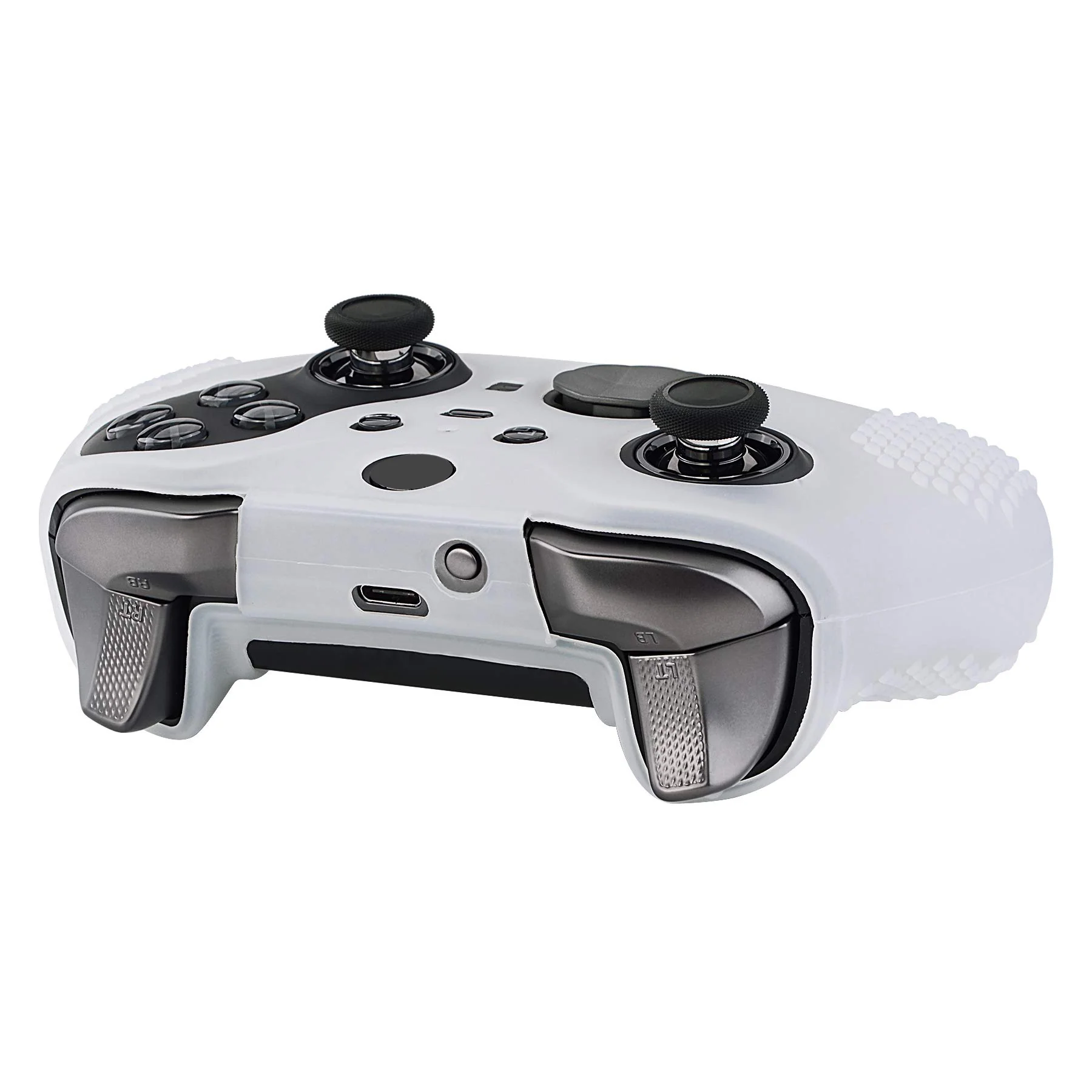 eXtremeRate PlayVital Protective Anti-Slip Silicone Case with Thumb Grips Caps for Xbox One Elite Series 2 & Elite 2 Core Controller - Semi-Transparent Clear - Image 8
