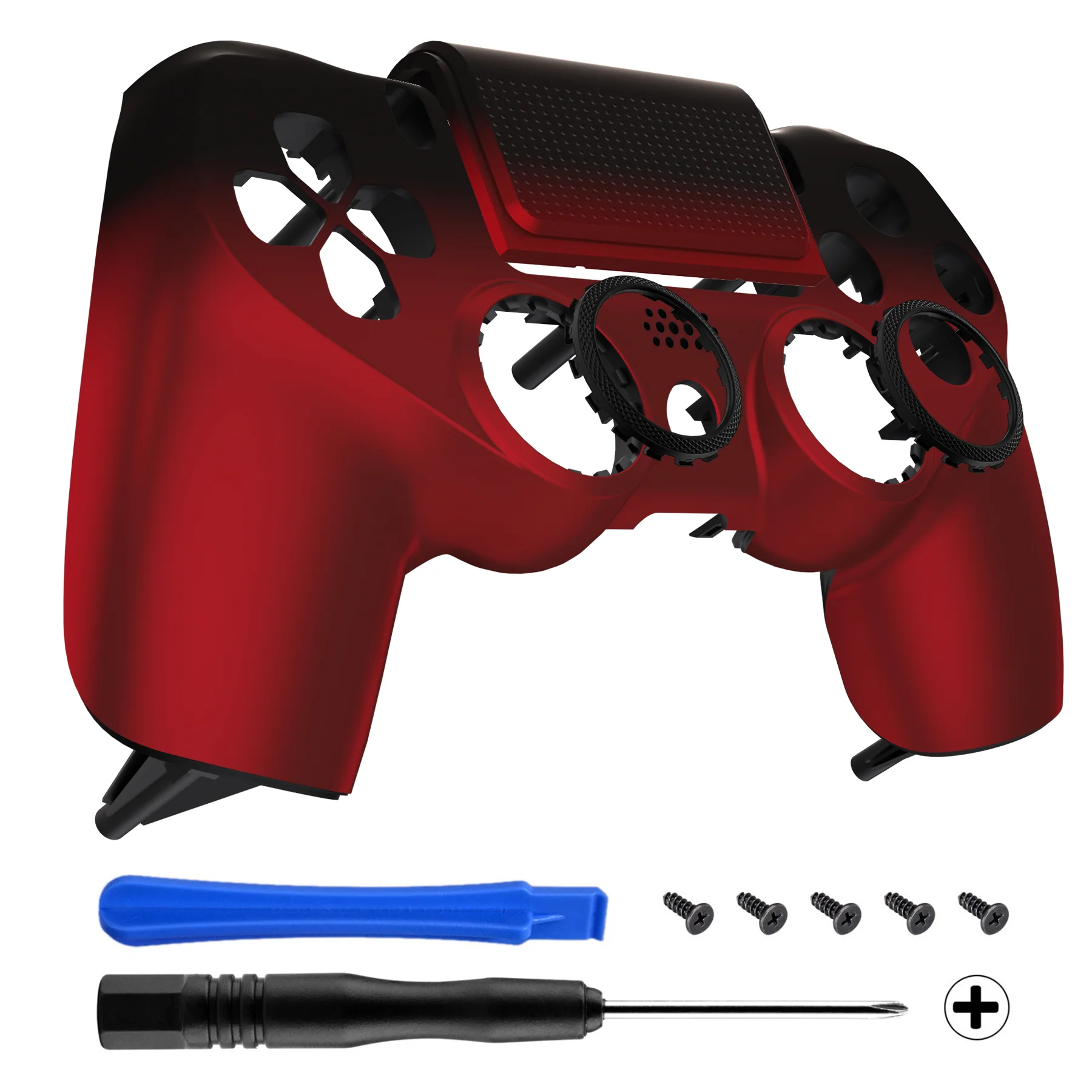 eXtremeRate Ghost Redesigned Front Housing Shell with Touch Pad Compatible with PS4 Slim Pro Controller JDM-040/050/055 - Shadow Scarlet Red - Image 7