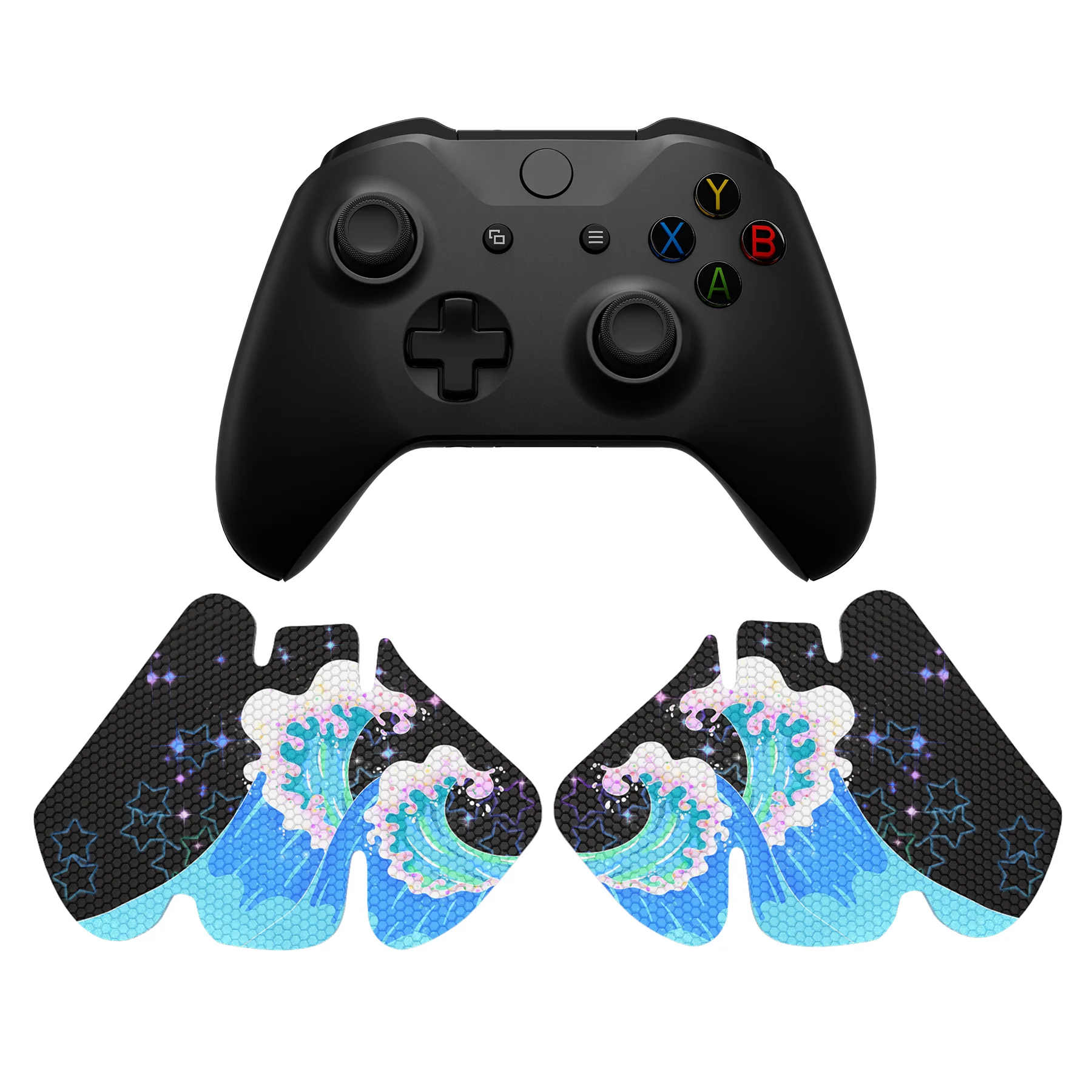 eXtremeRate Anti-Skid Sweat-Absorbent Textured Handle Grips for Xbox One & Xbox One X/S Controller - Shimmering Waves - Image 2