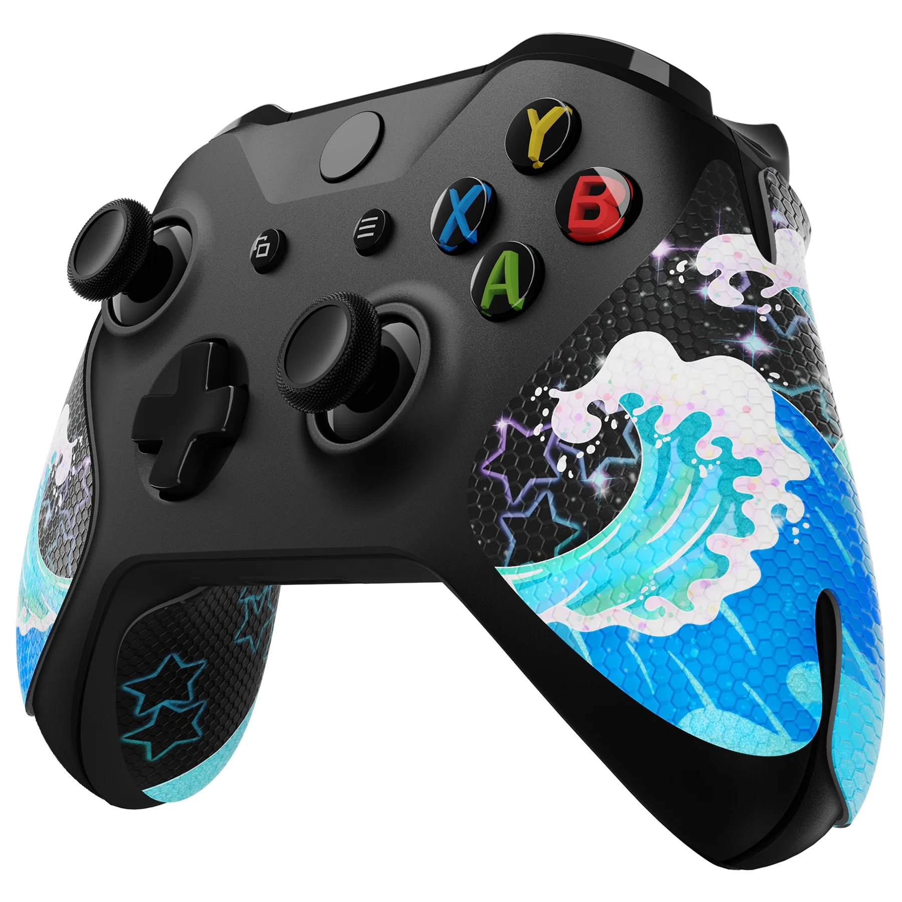 eXtremeRate Anti-Skid Sweat-Absorbent Textured Handle Grips for Xbox One & Xbox One X/S Controller - Shimmering Waves - Image 3