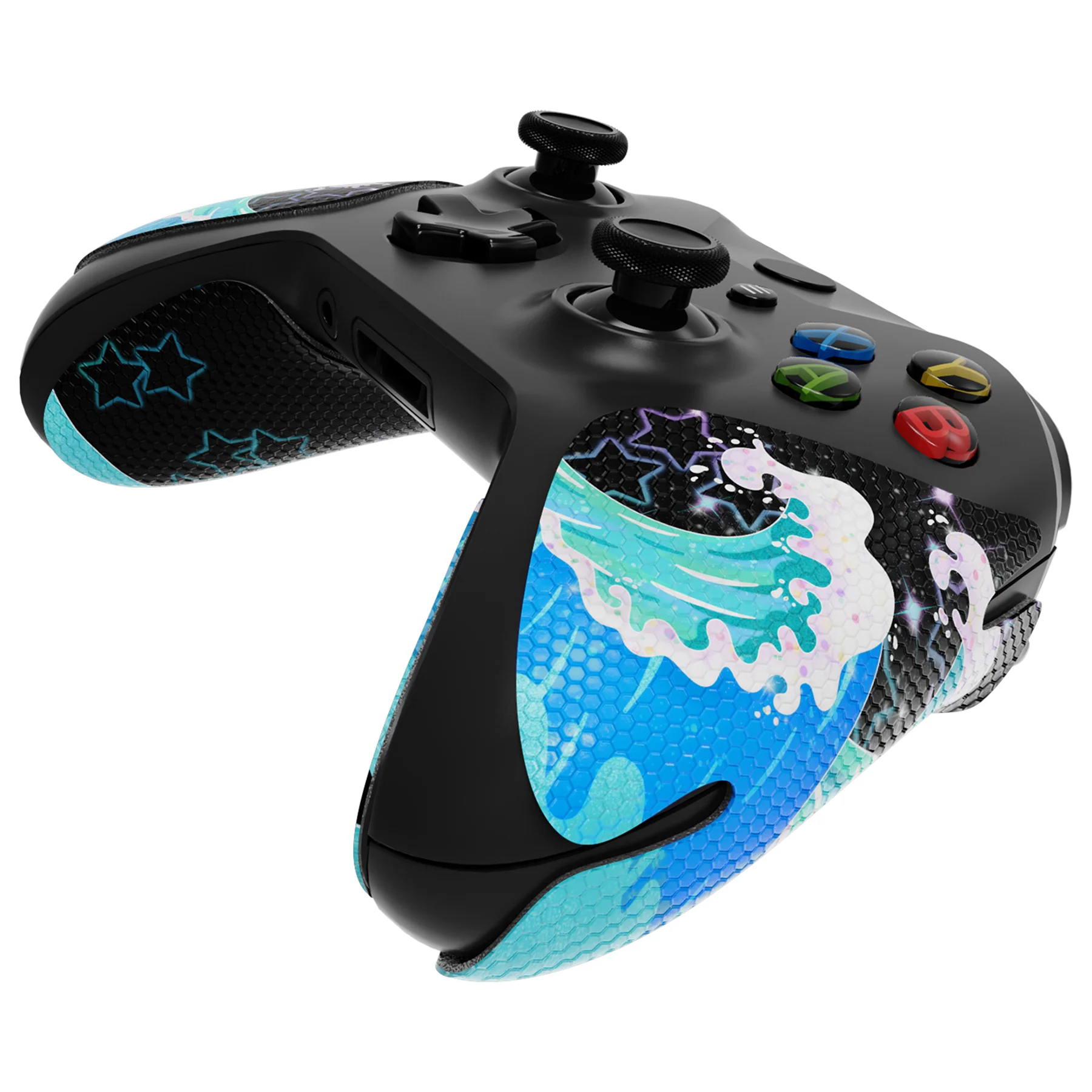 eXtremeRate Anti-Skid Sweat-Absorbent Textured Handle Grips for Xbox One & Xbox One X/S Controller - Shimmering Waves - Image 4