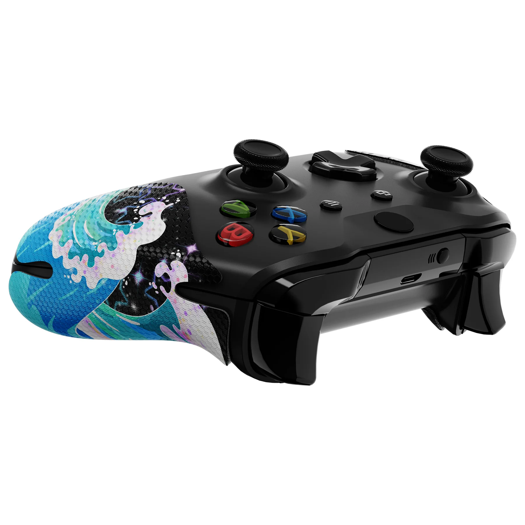 eXtremeRate Anti-Skid Sweat-Absorbent Textured Handle Grips for Xbox One & Xbox One X/S Controller - Shimmering Waves - Image 8