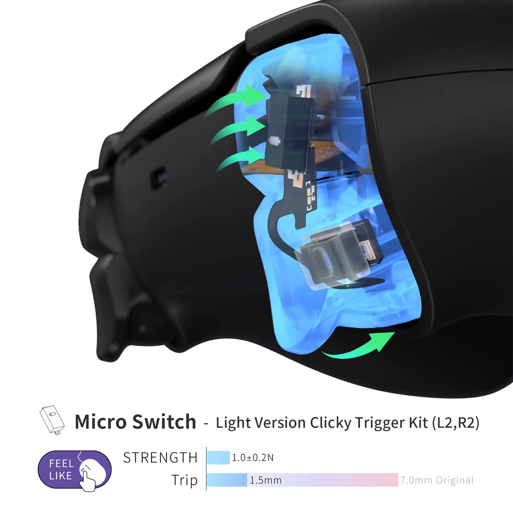 eXtremeRate Shoulder Buttons Micro Switch - Light Version Clicky Hair Trigger Kit for PS5 Controller BDM-030 - Image 8